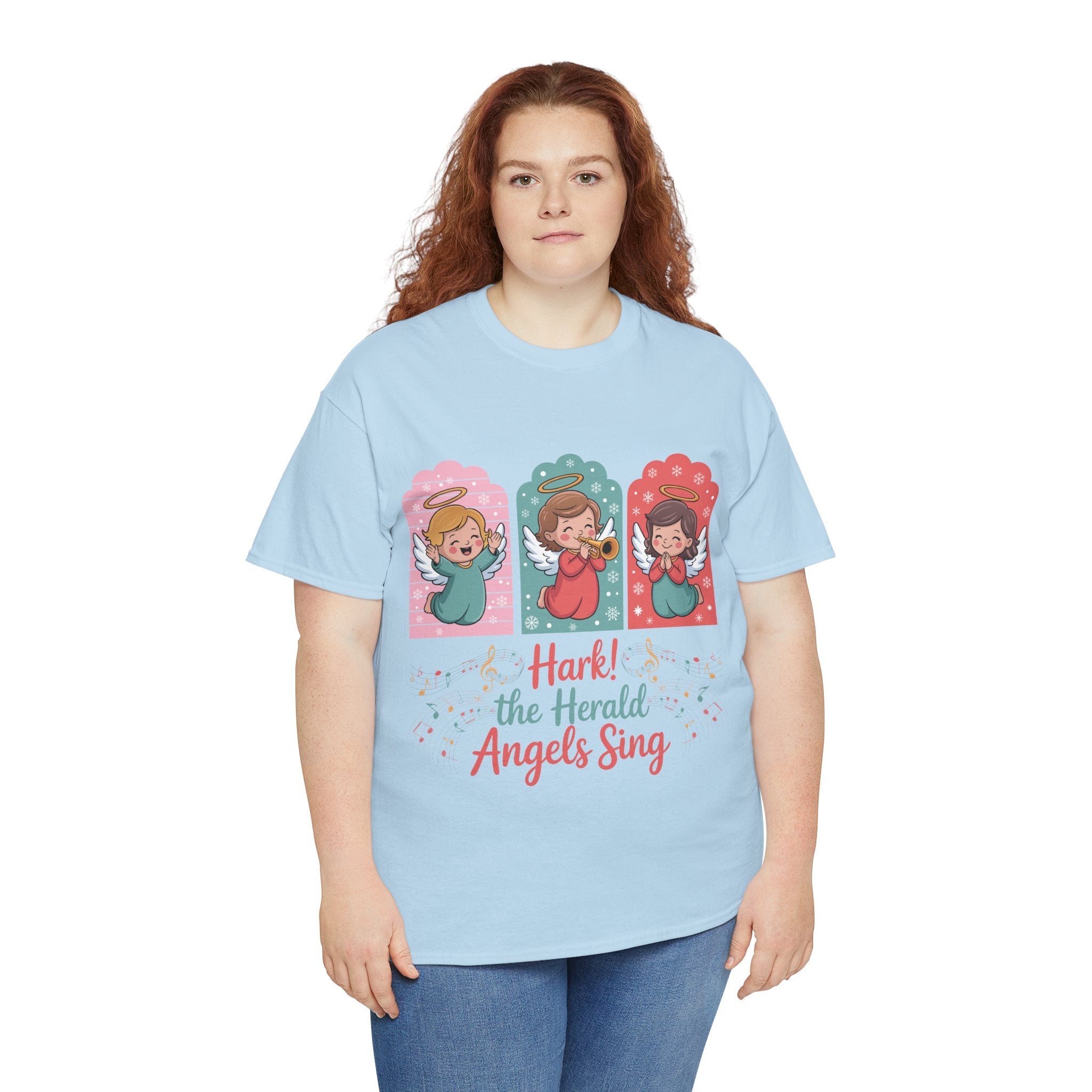 Hark! The Herald Angels Sing Tee — Three Singing Angels Christmas Unisex Cotton T-Shirt