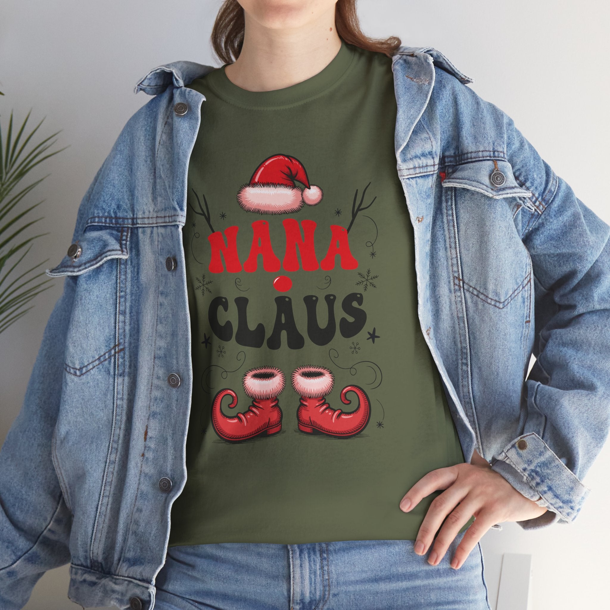 Nana Christmas T-Shirt — Santa Hat & Elf Boots Holiday Unisex Cotton Tee