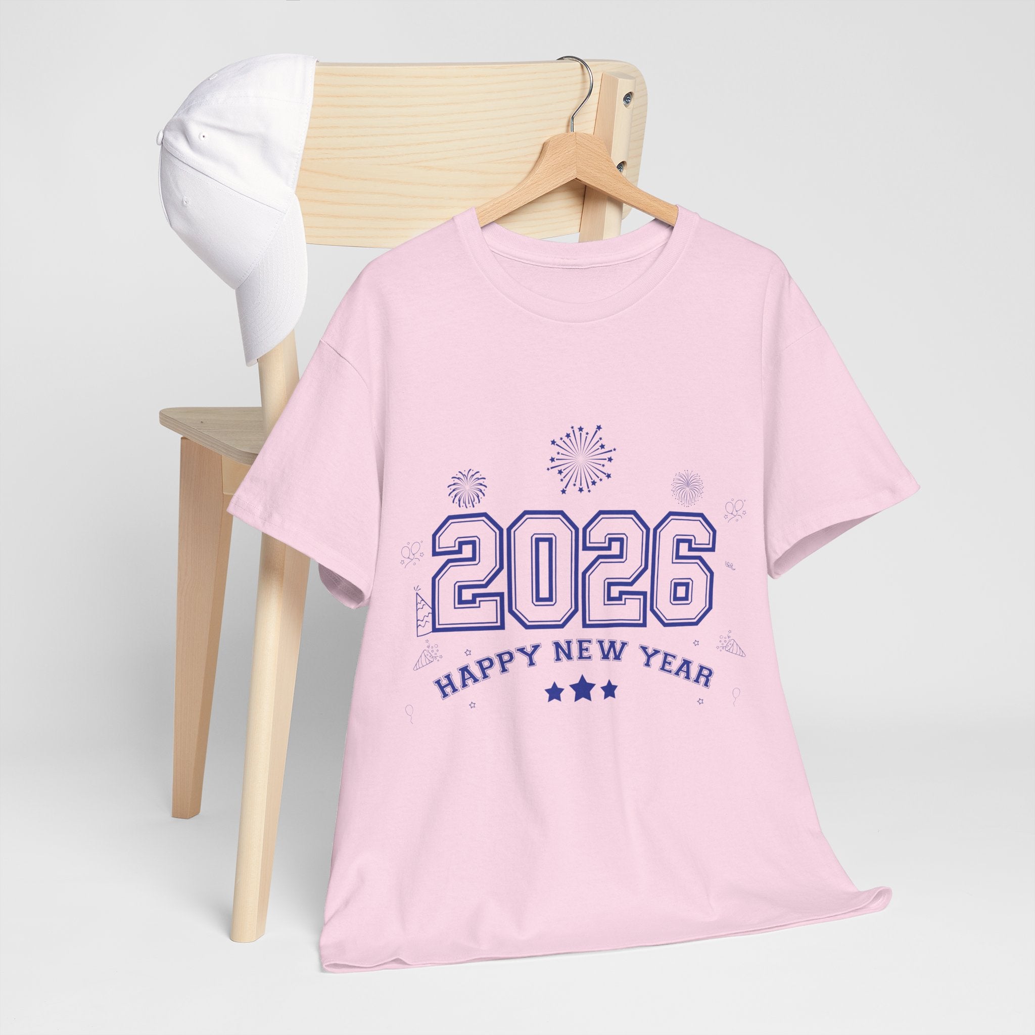 Happy New Year 2026 Varsity Tee — Fireworks & Confetti Celebration Unisex Cotton Tee