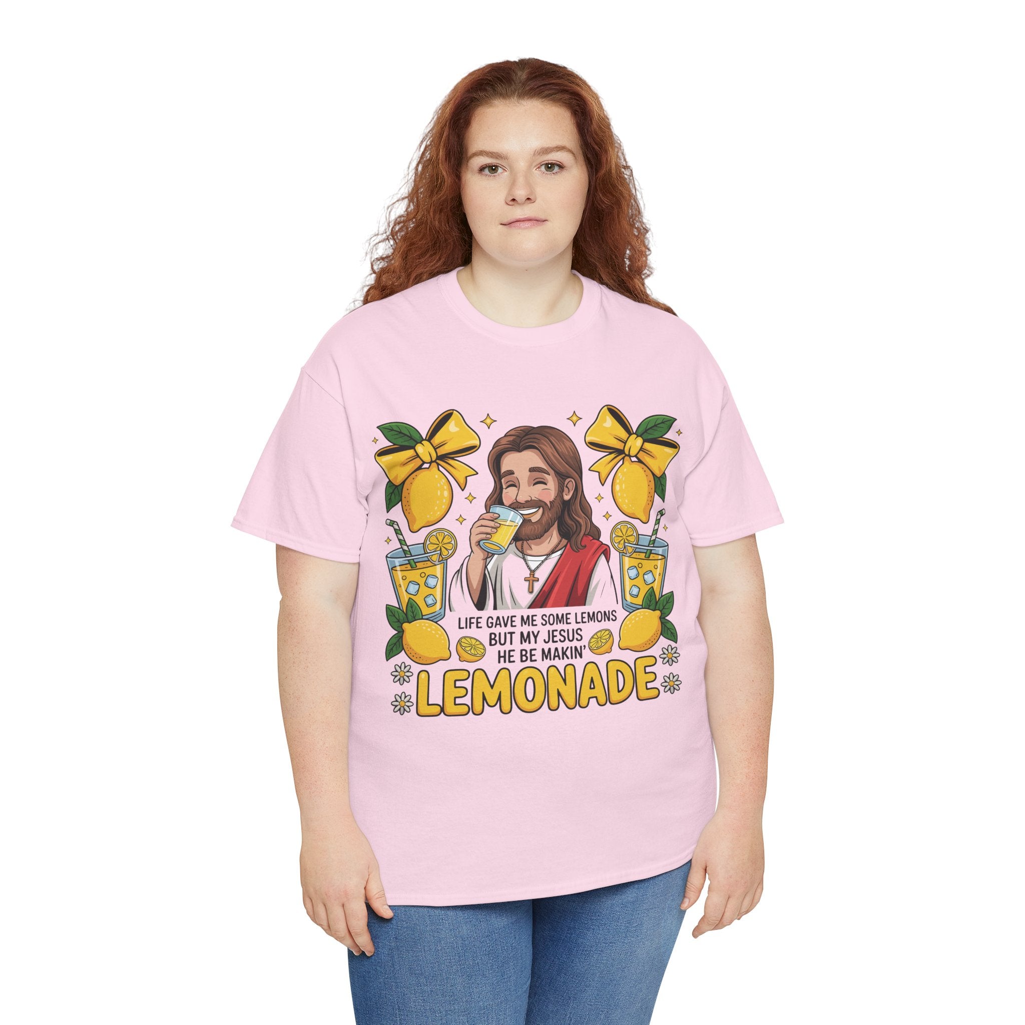 Jesus Drinking Lemonade T-Shirt — "Life Gave Me Some Lemons" Christian Unisex Cotton Tee