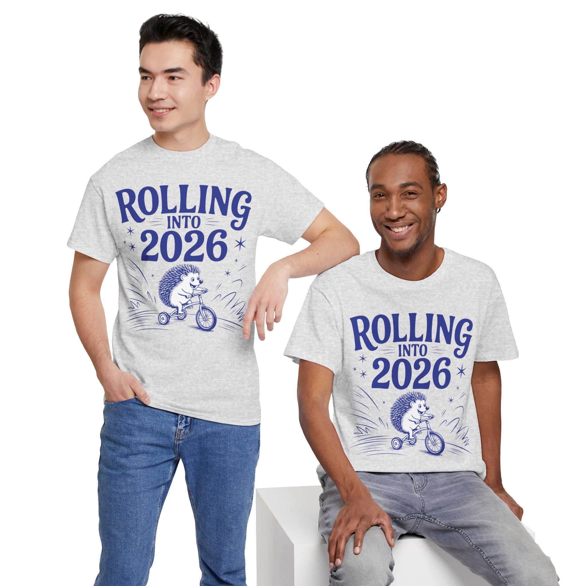 Rolling Into 2026 Hedgehog Tricycle Unisex Cotton Tee