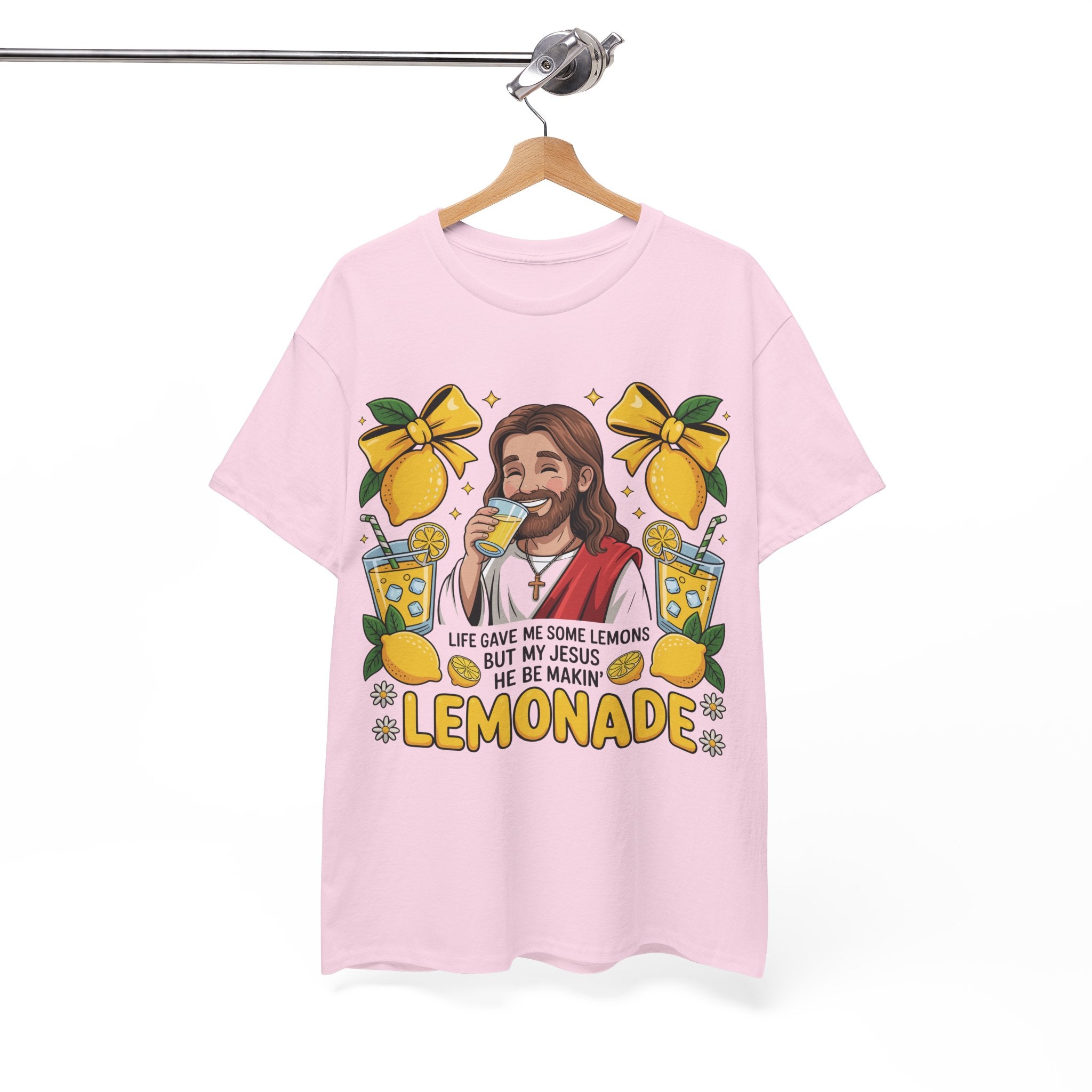 Jesus Drinking Lemonade T-Shirt — "Life Gave Me Some Lemons" Christian Unisex Cotton Tee