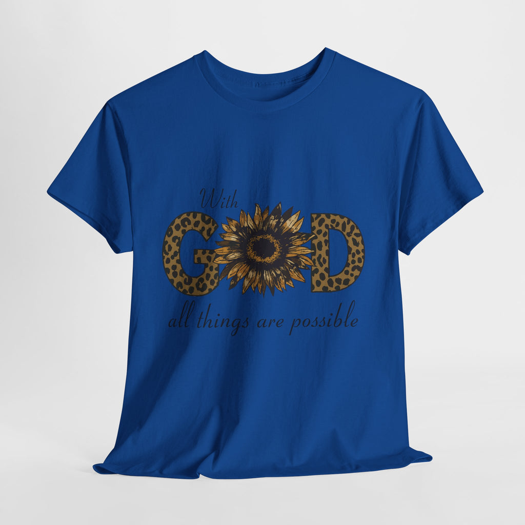 GOD Leopard Print Sunflower Unisex Cotton Tee