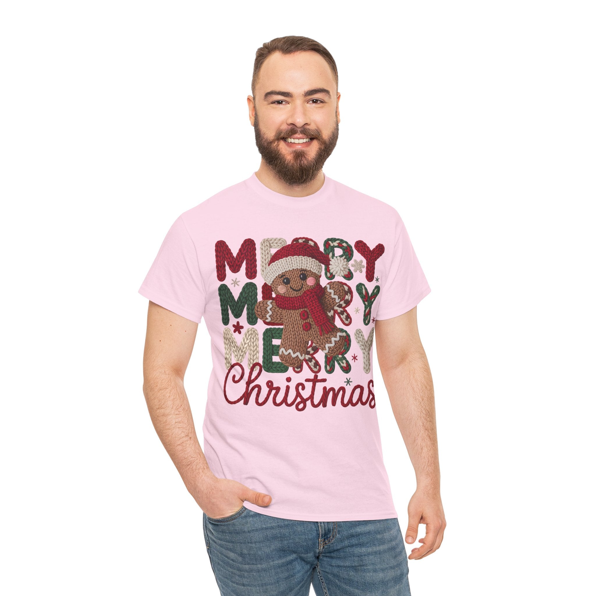 Merry Merry Merry Christmas Gingerbread Unisex Cotton Tee