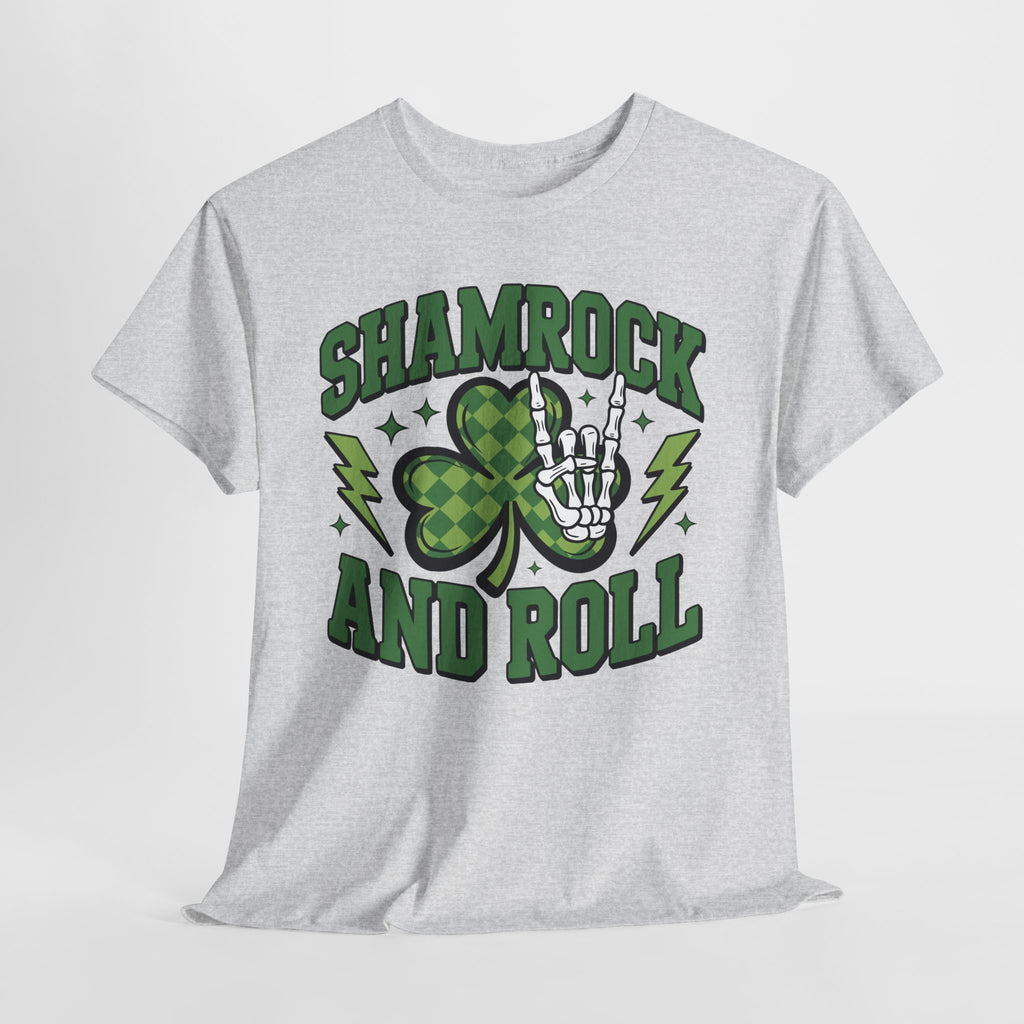Shamrock and Roll Tee — Skeleton Hand & Lightning St. Patrick’s Rock Unisex Cotton Shirt