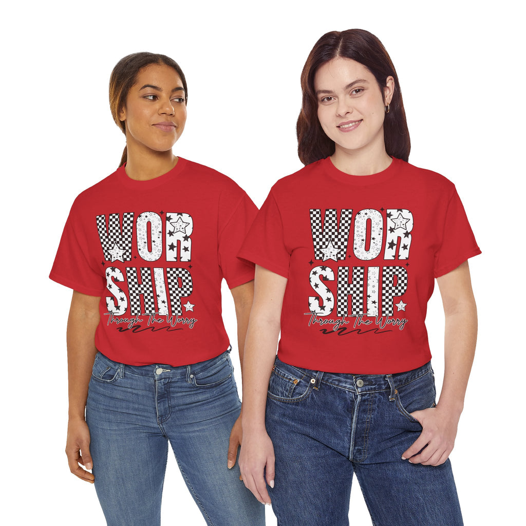 WORSHIP Through The Worry Checkerboard Unisex Cotton Tee