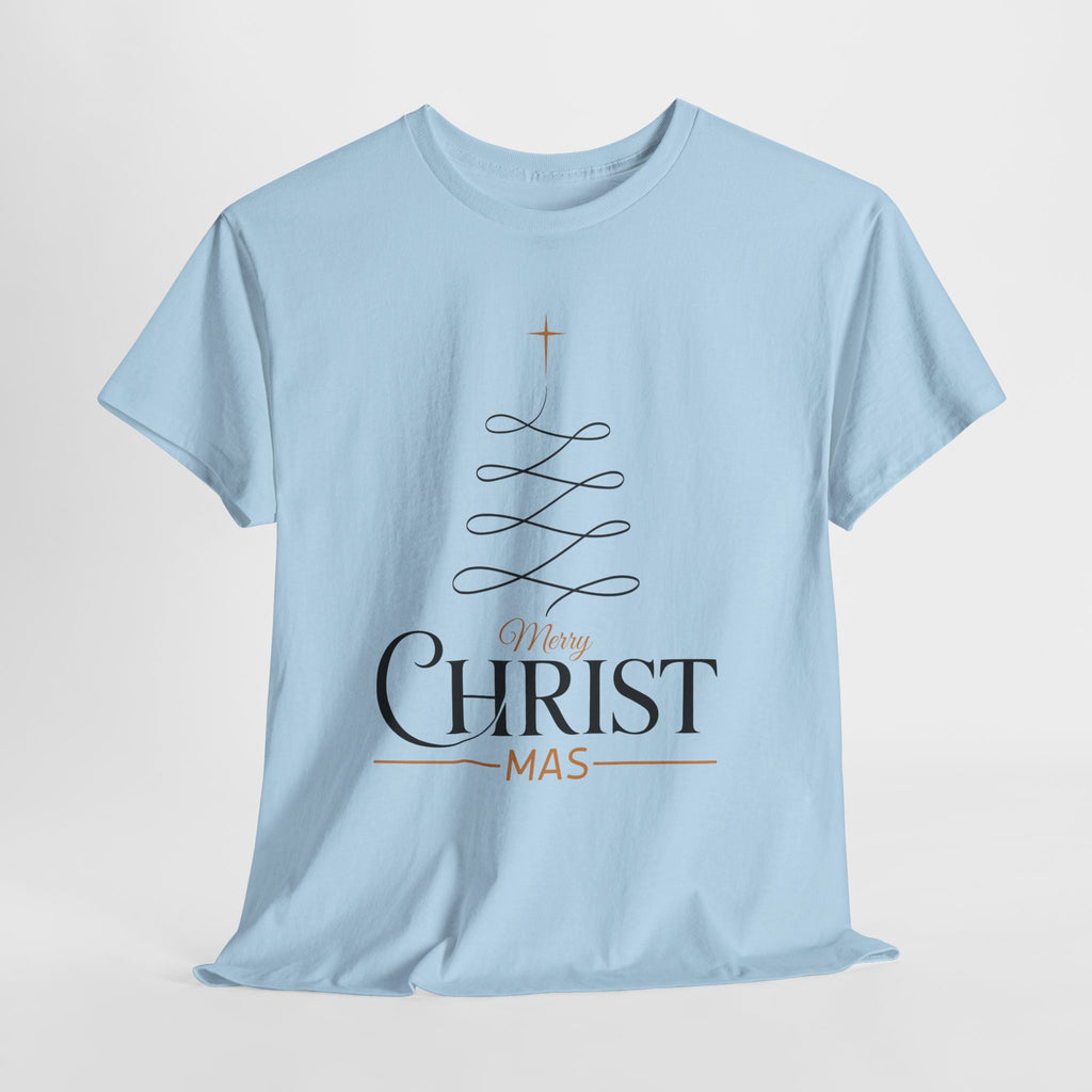 Merry Christmas Gold Cross Tree Unisex Cotton Tee