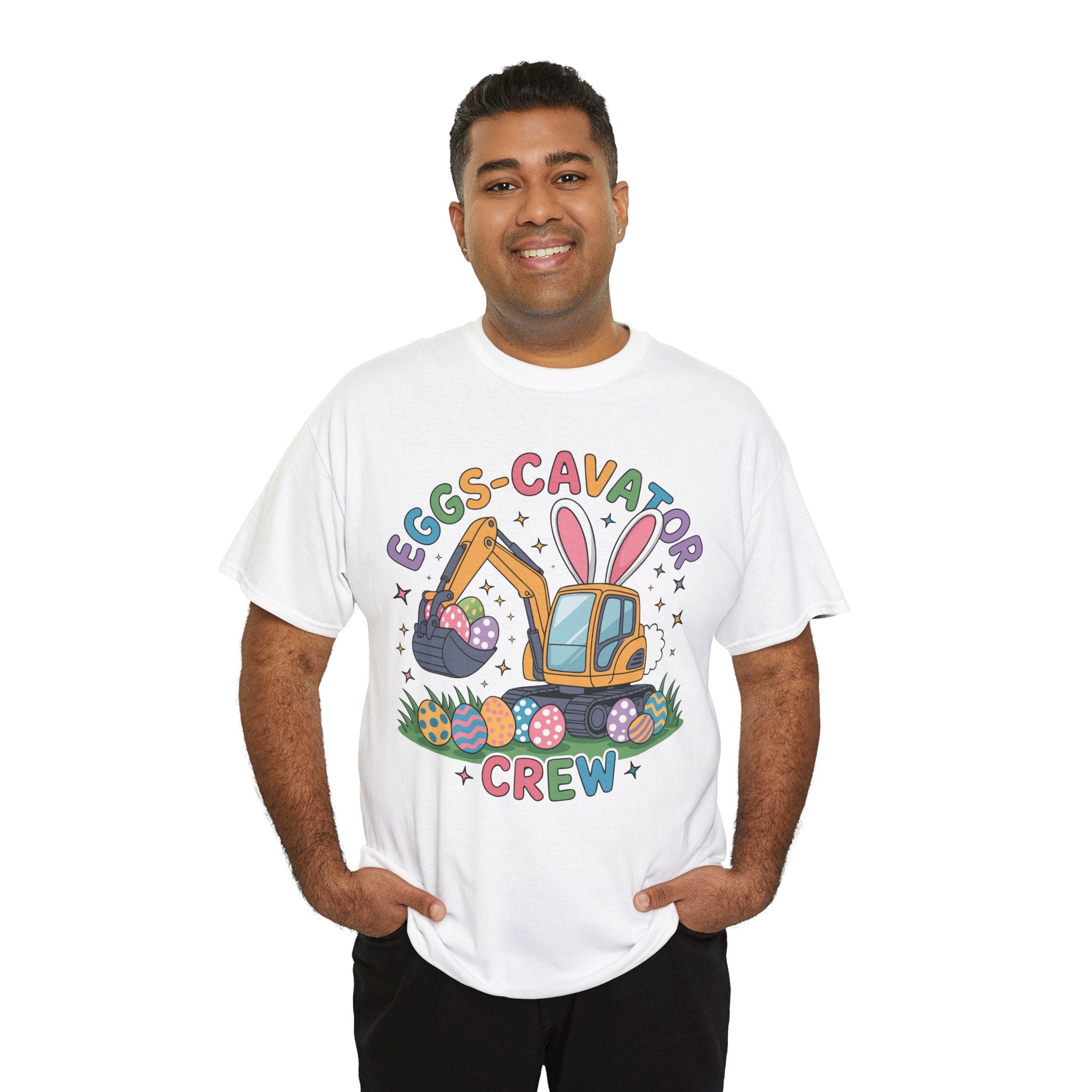 Easter 'Eggs-cavator Crew' Kids Tee — Excavator Bunny & Eggs Unisex Cotton Tee
