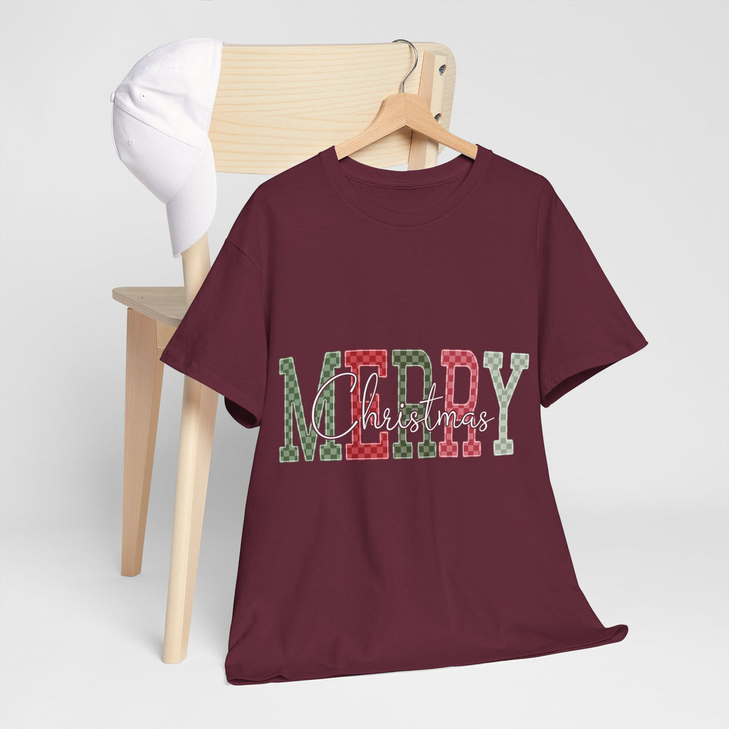 Plaid Merry Christmas Unisex Cotton Tee