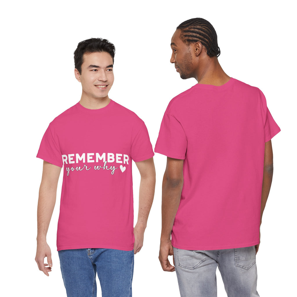 Remember Your Why Tee — Minimalist Heart Motivational Unisex Cotton Tshirt