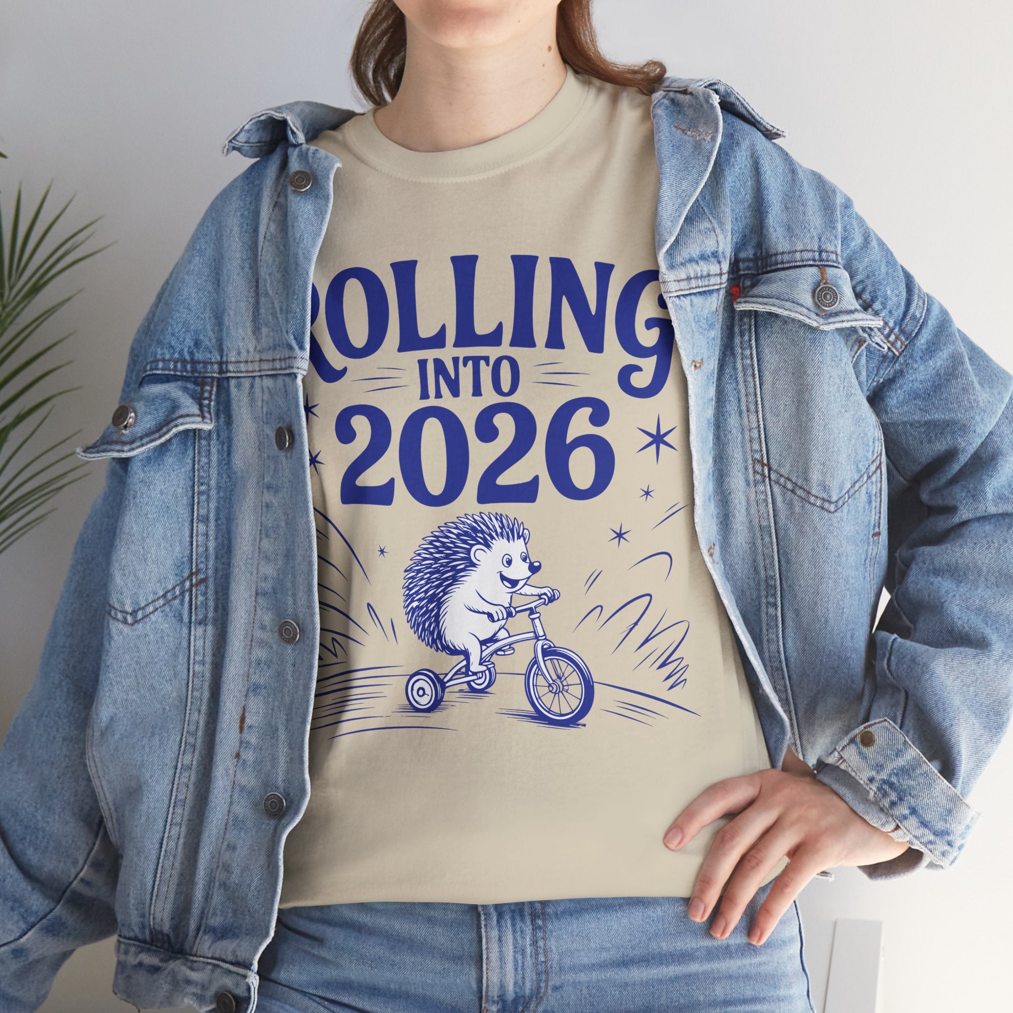 Rolling Into 2026 Hedgehog Tricycle Unisex Cotton Tee