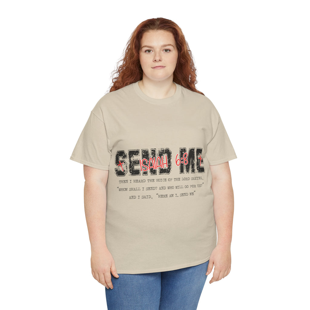 Here I Am Send Me Isaiah 6:8 T-Shirt — Christian Cross Graphic Unisex Cotton Tee