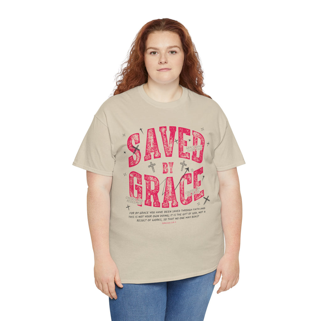 Saved by Grace Ephesians 2:8-9 Unisex Cotton T-Shirt