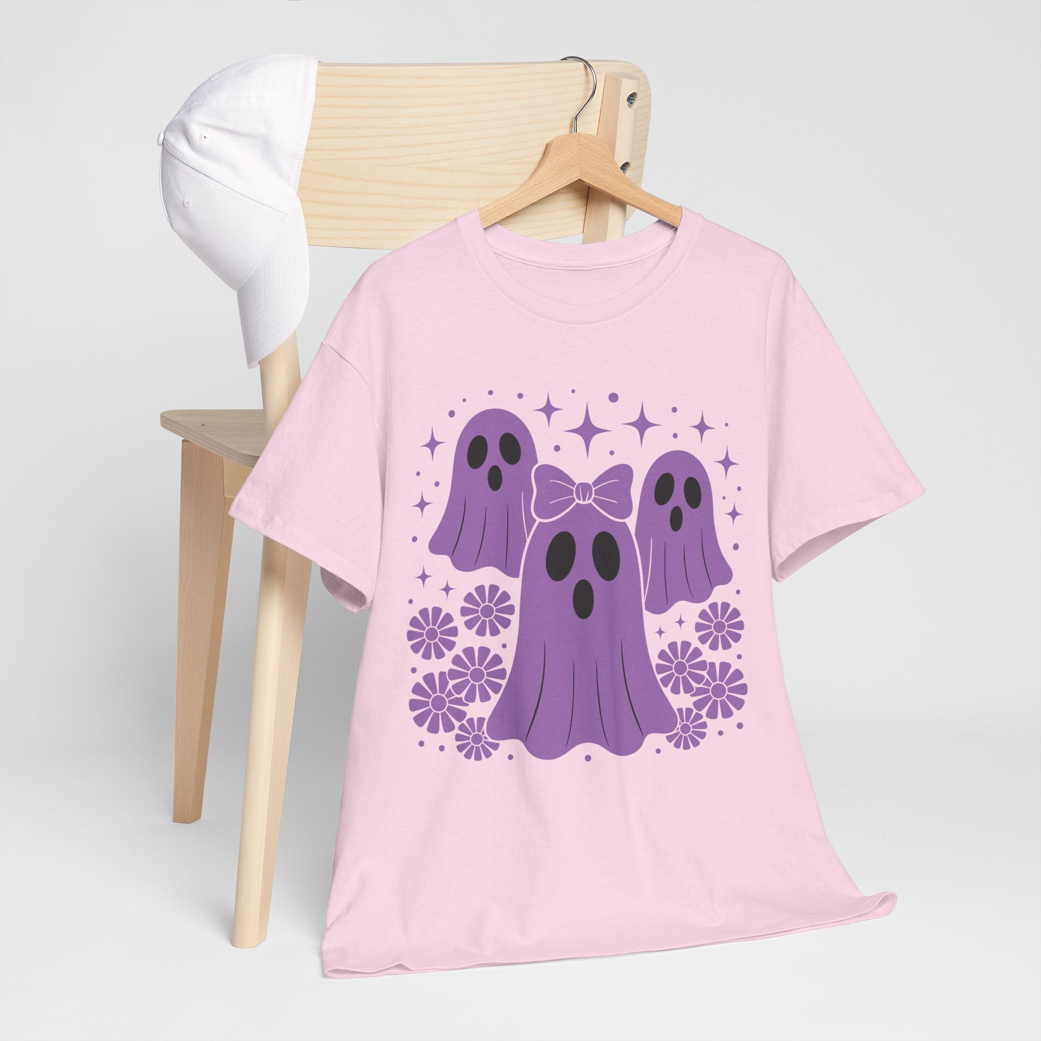 Purple Ghost Halloween Unisex Cotton Tee