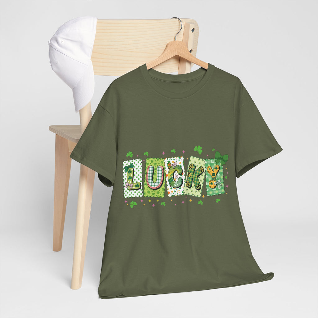 Lucky Patchwork Plaid Clover Tee — St. Patrick’s Day Unisex Cotton T-Shirt