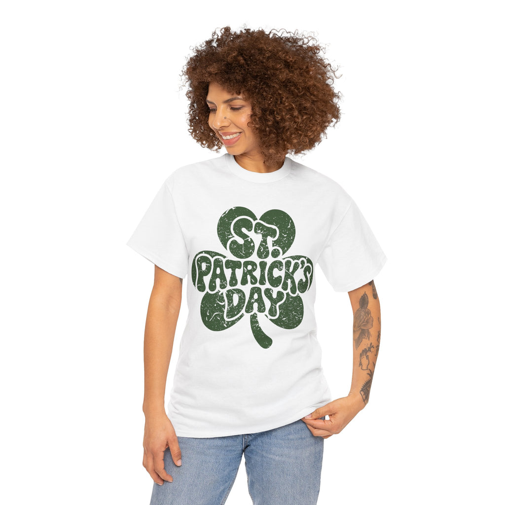 St. Patrick's Day Shamrock Tee — Retro Bubble Lettering Unisex Cotton Tee