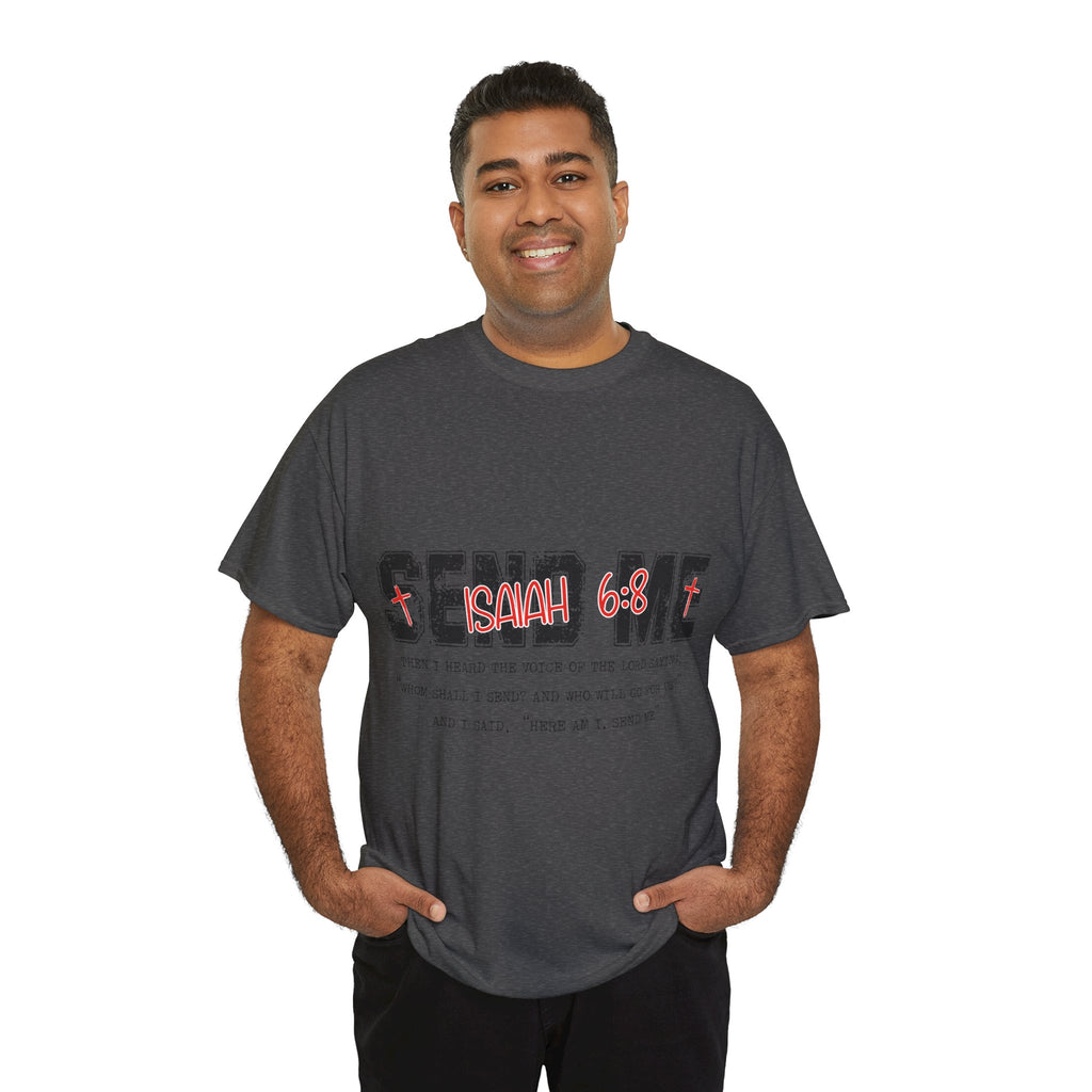 Here I Am Send Me Isaiah 6:8 T-Shirt — Christian Cross Graphic Unisex Cotton Tee