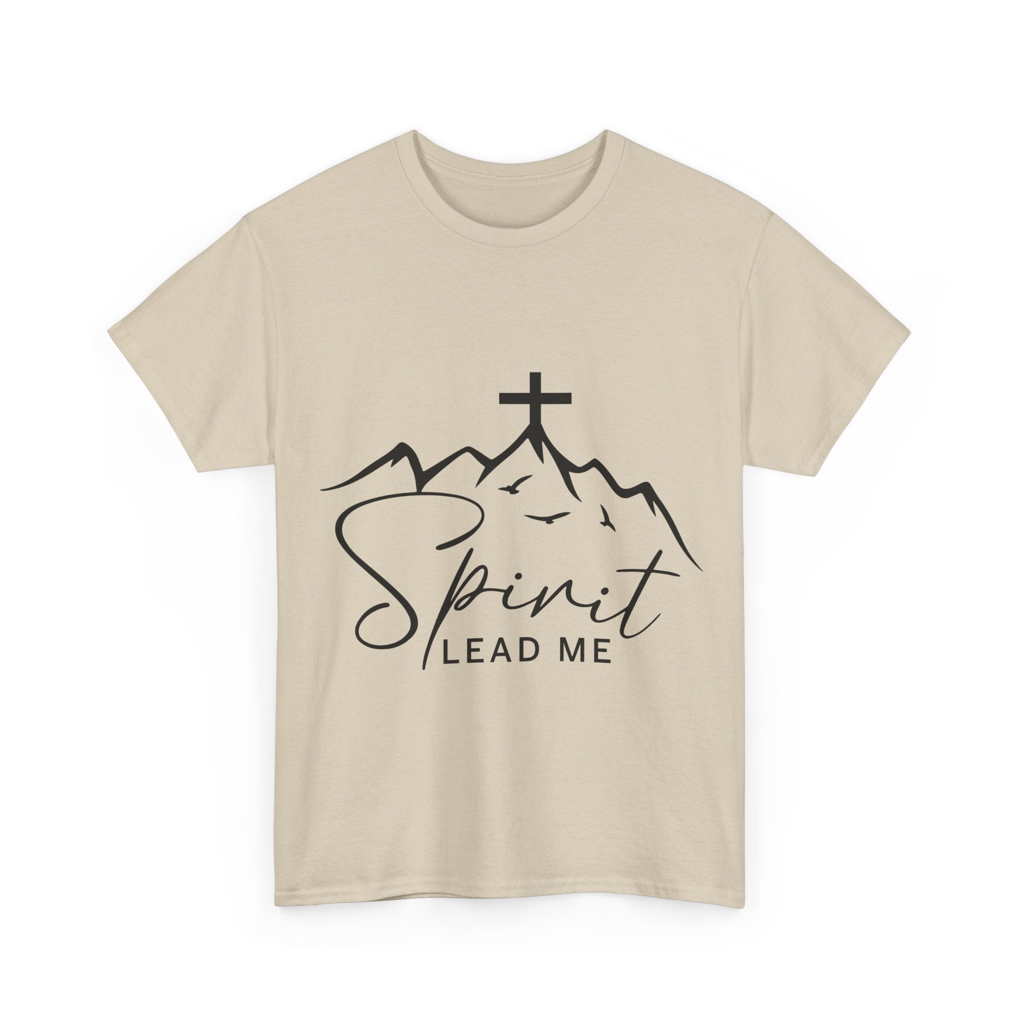 Spirit Lead Me Christian T‑Shirt — Minimalist Cross Unisex Cotton Tee