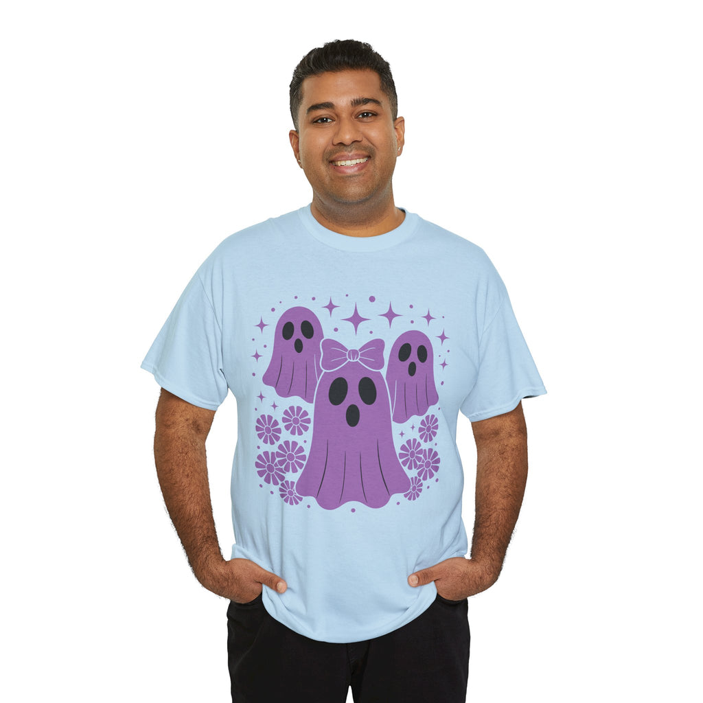 Purple Ghost Halloween Unisex Cotton Tee