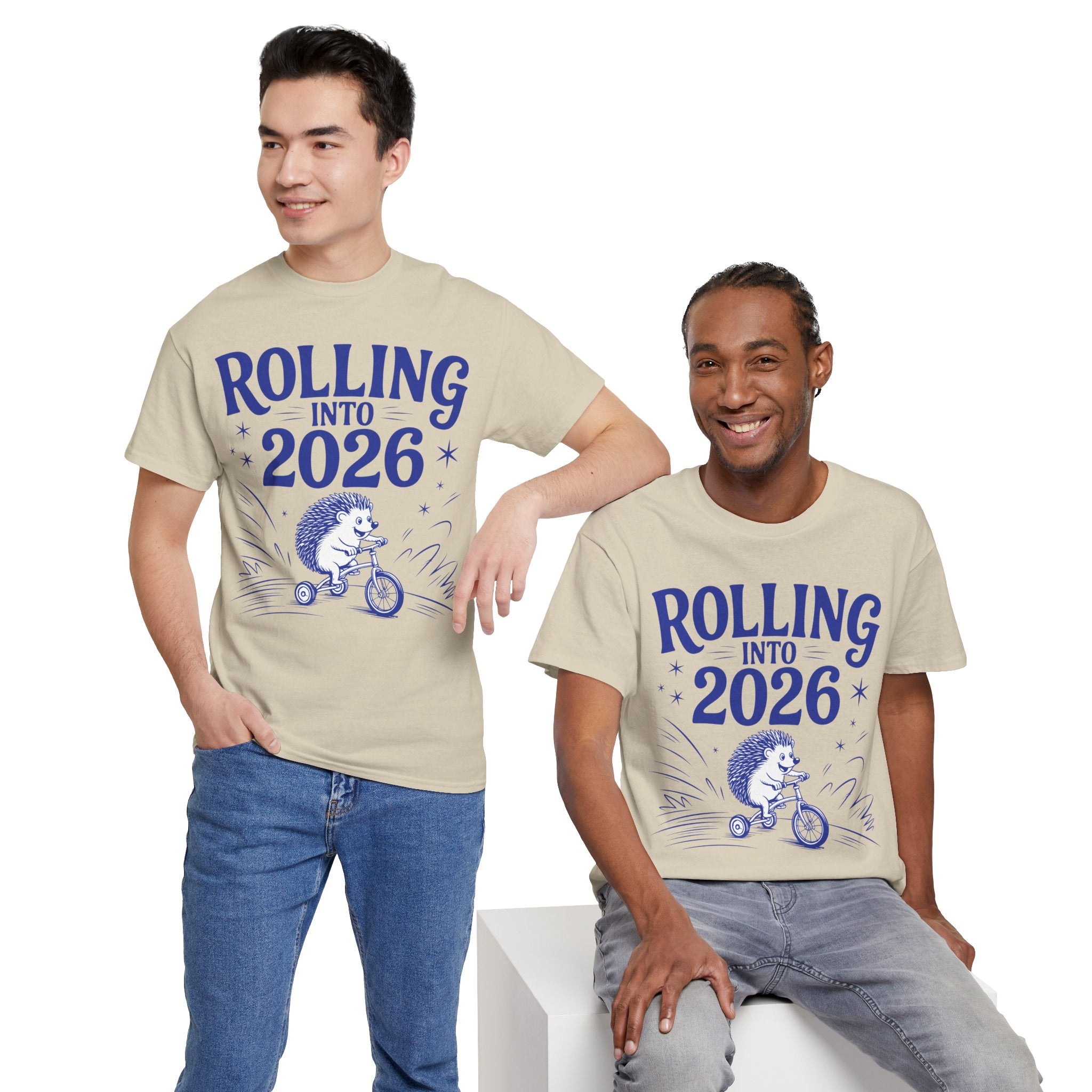Rolling Into 2026 Hedgehog Tricycle Unisex Cotton Tee