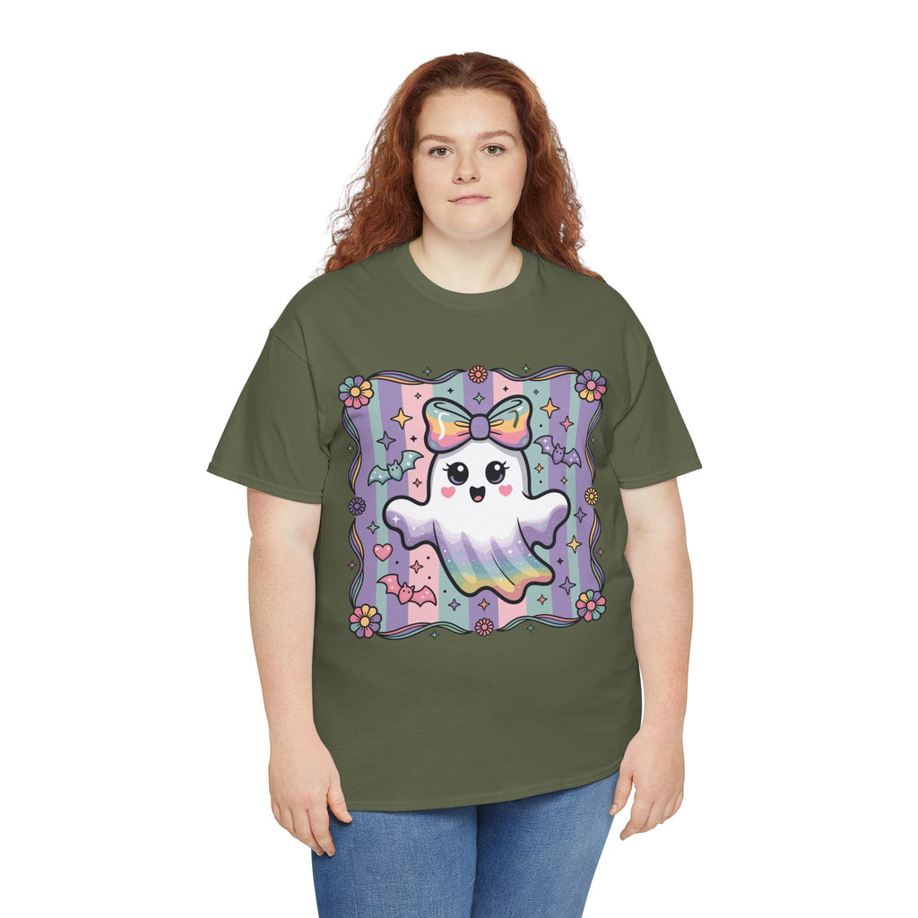 Pastel Ghost Rainbow Bow Unisex Cotton Tee