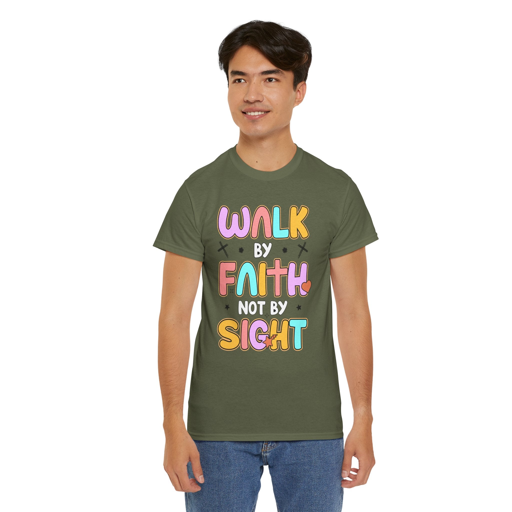 Walk by Faith Not by Sight T-Shirt — Pastel Christian Faith Unisex Cotton Tee