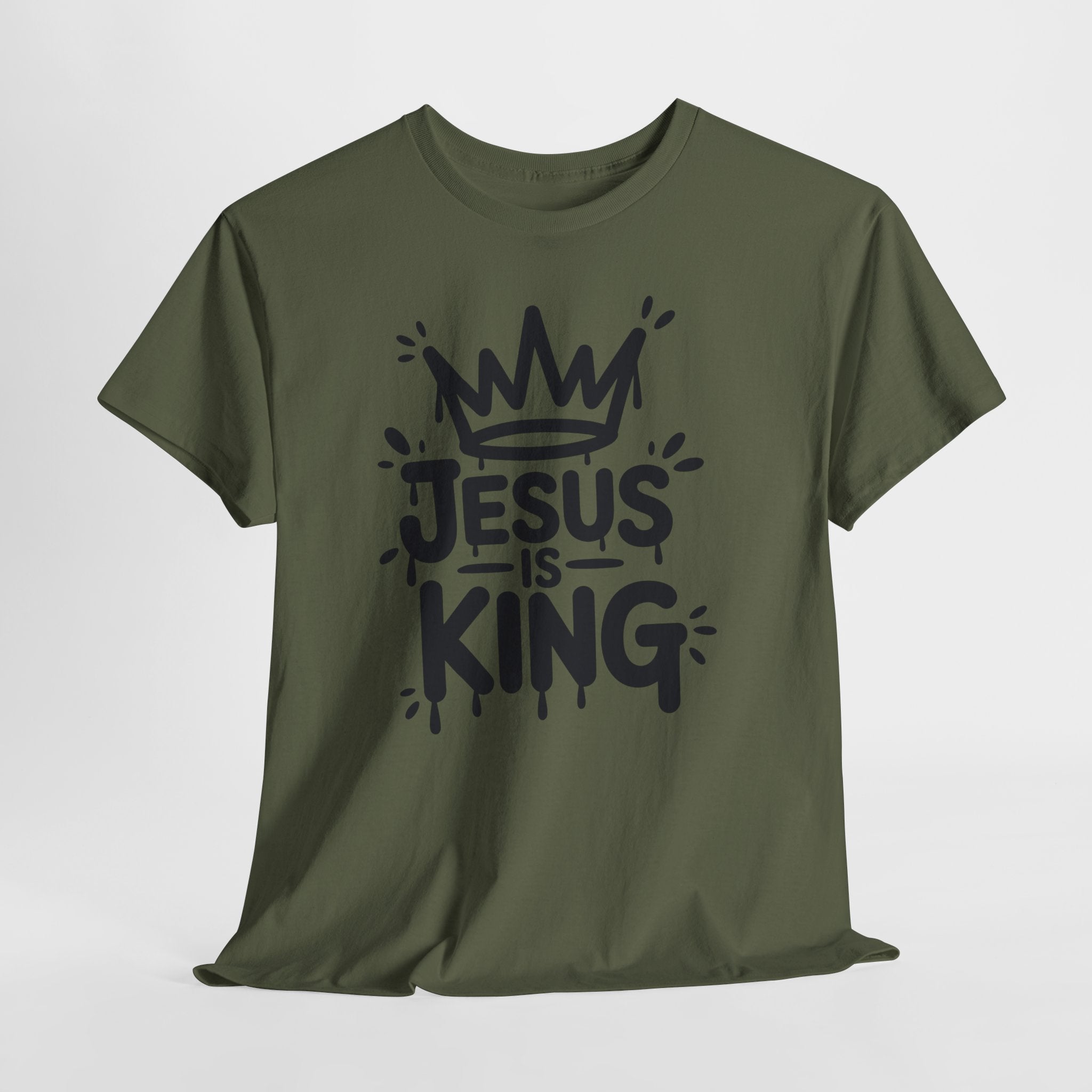 Jesus Is King Crown T-Shirt — Minimalist Christian Unisex Cotton Tee
