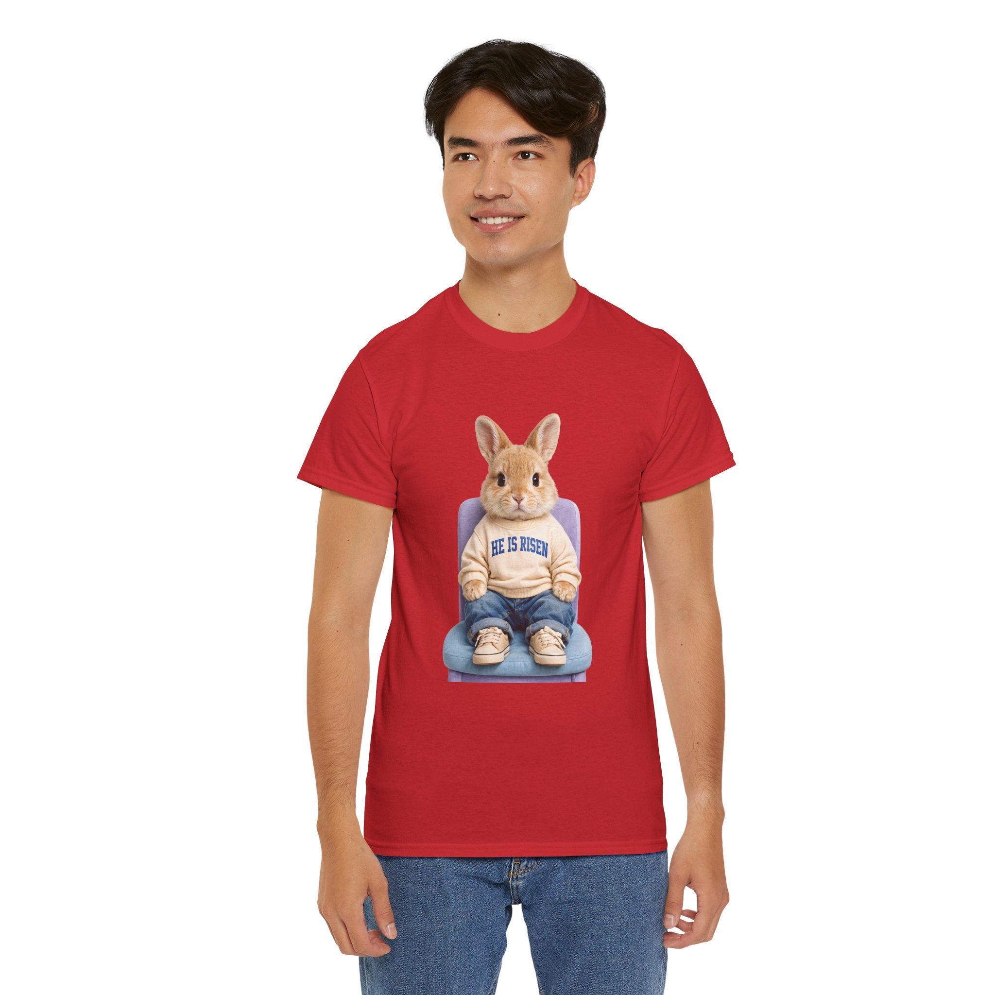 Easter 'He Is Risen' Bunny Unisex Cotton Tee