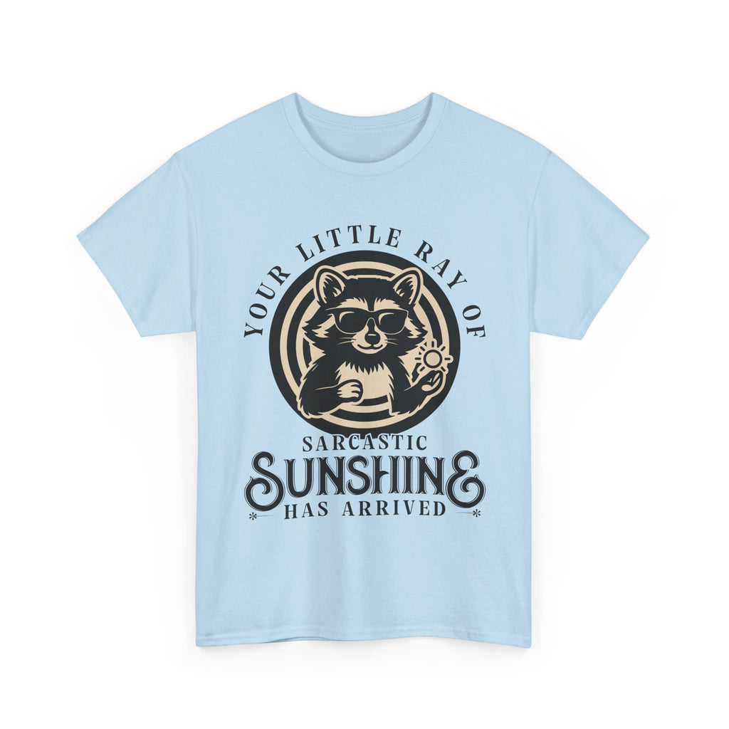 Cool Raccoon Sunglasses T-Shirt — Raccoon Holding Sun Graphic Unisex Cotton Tee