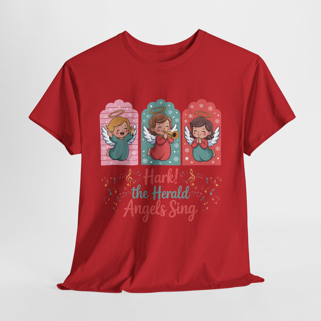 Hark! The Herald Angels Sing Tee — Three Singing Angels Christmas Unisex Cotton T-Shirt
