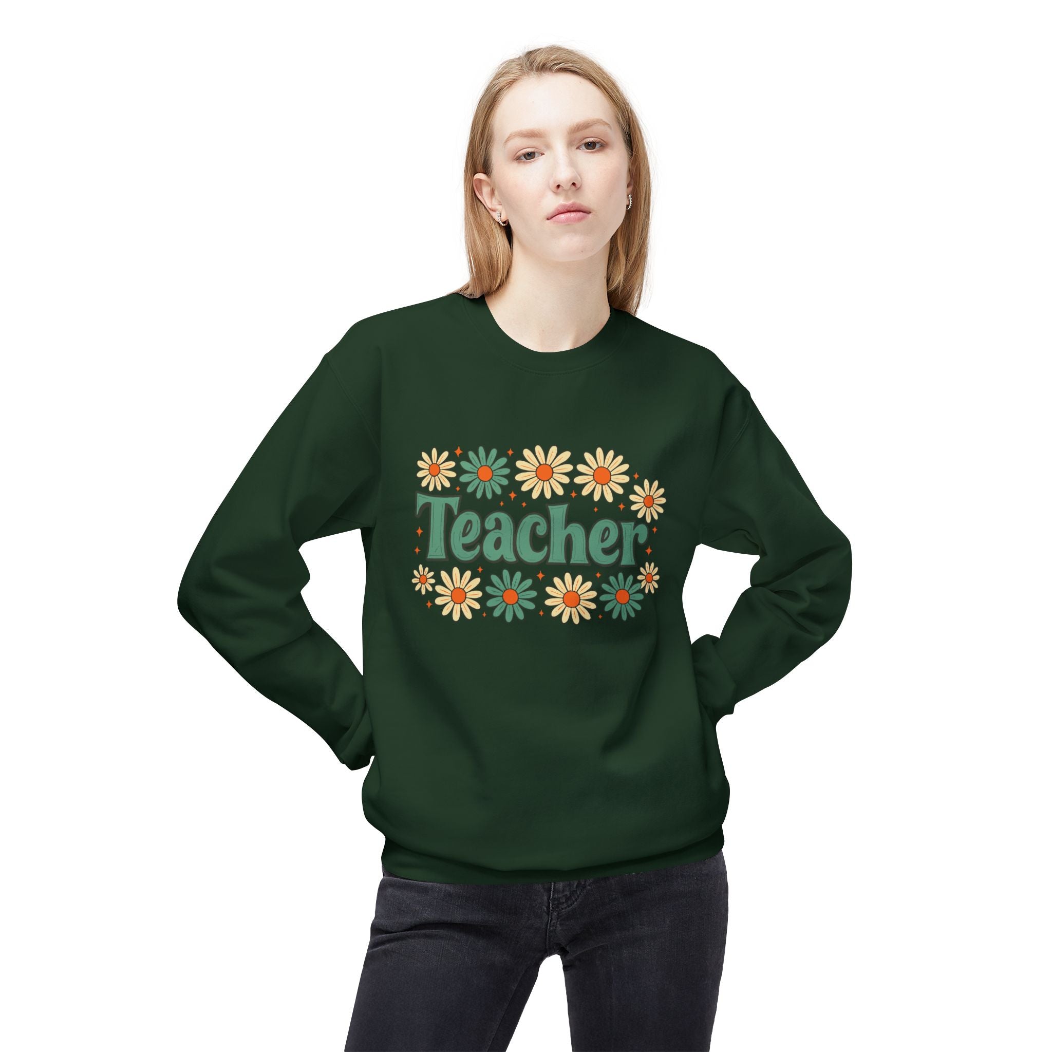 Teacher Floral Crewneck Sweatshirt