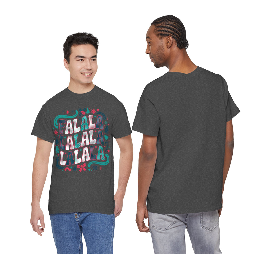 Fa La La La La Christmas T-Shirt — Festive Candy Cane & Gingerbread Holiday Unisex Cotton Tee