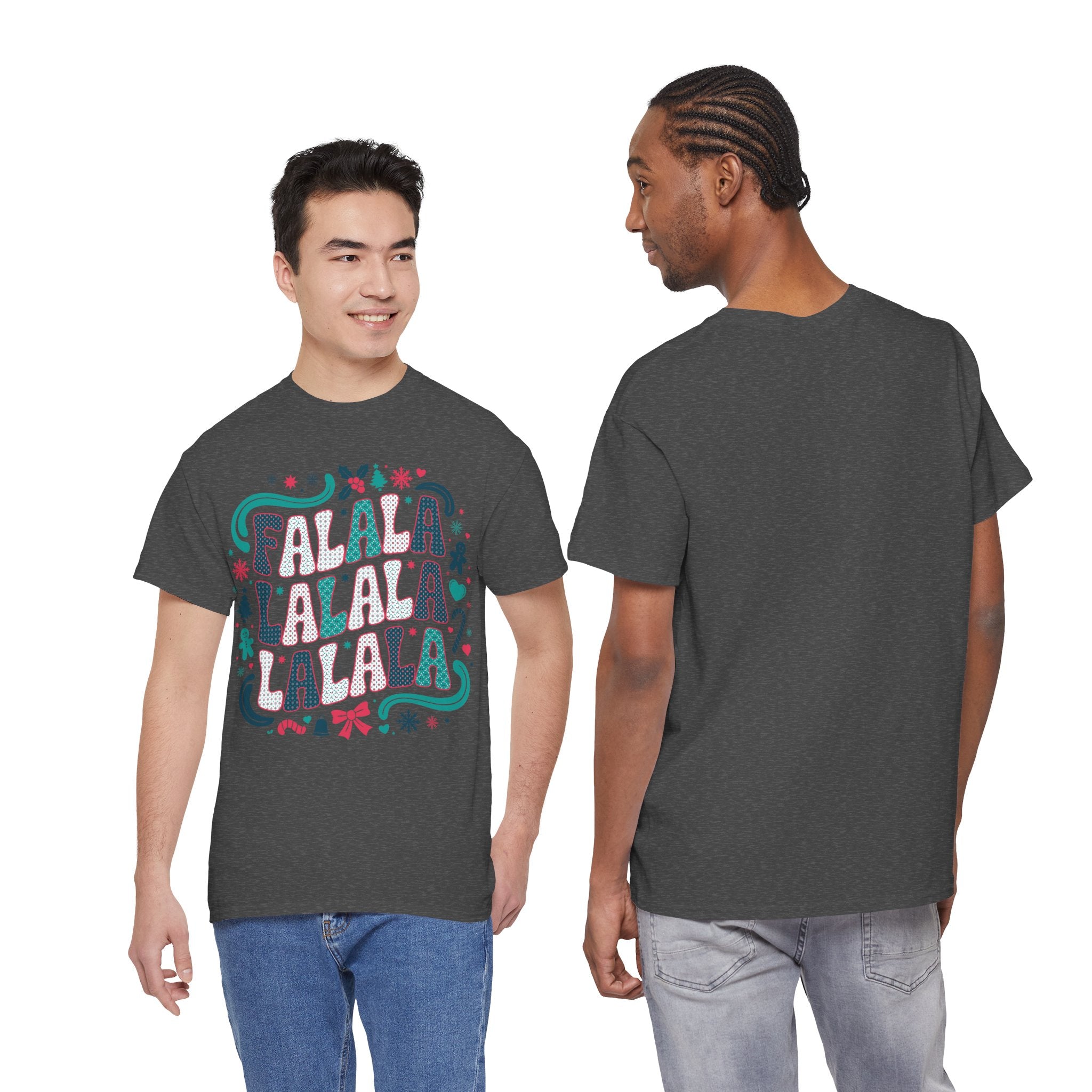 Fa La La La La Christmas T-Shirt — Festive Candy Cane & Gingerbread Holiday Unisex Cotton Tee