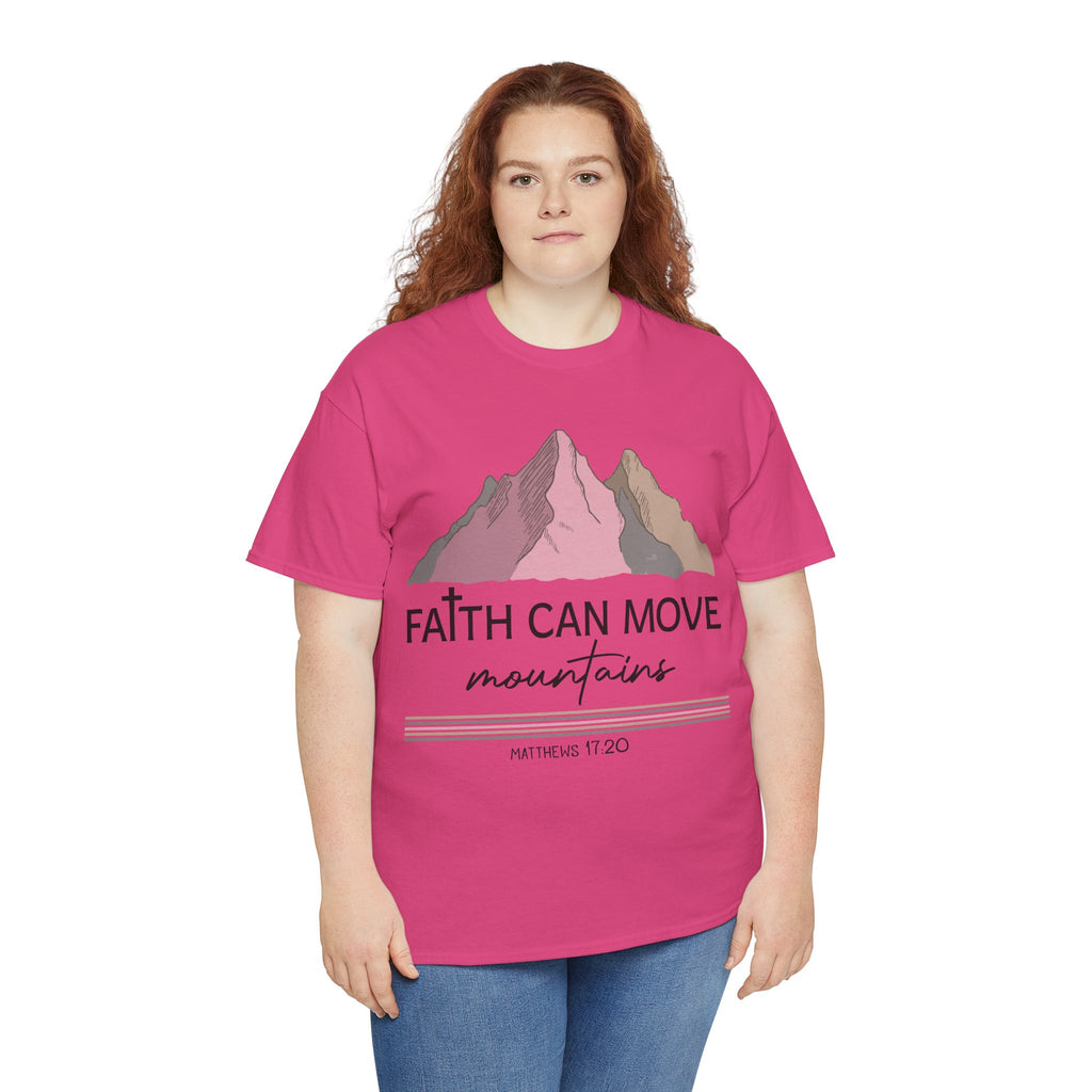 Faith Can Move Mountains Mountain Tee — Pastel Inspirational Christian Unisex Cotton T-Shirt
