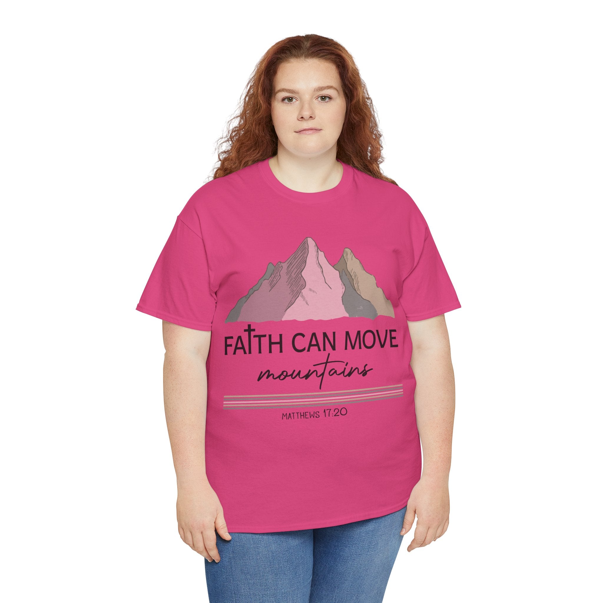 Faith Can Move Mountains Mountain Tee — Pastel Inspirational Christian Unisex Cotton T-Shirt