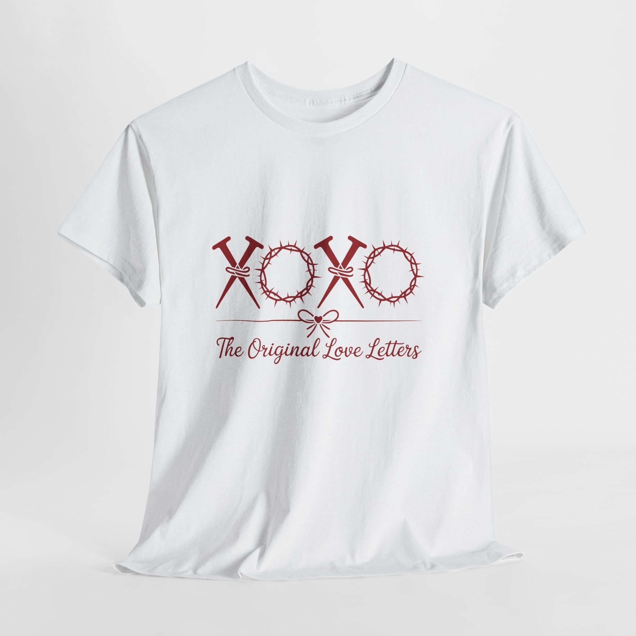 Christian Valentine Tee — “XOXO” Nails & Thorn Crowns, “The Original Love Letters”... Unisex Cotton Tee
