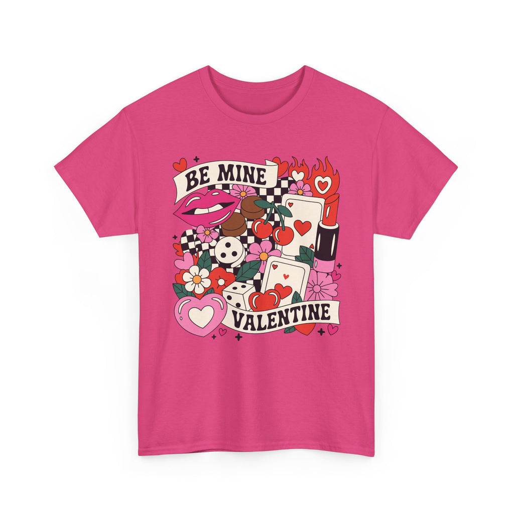 Be Mine Valentine Pop-Art Tee — Lips, Cherries & Retro Valentine Collage...Unisex Cotton Tee