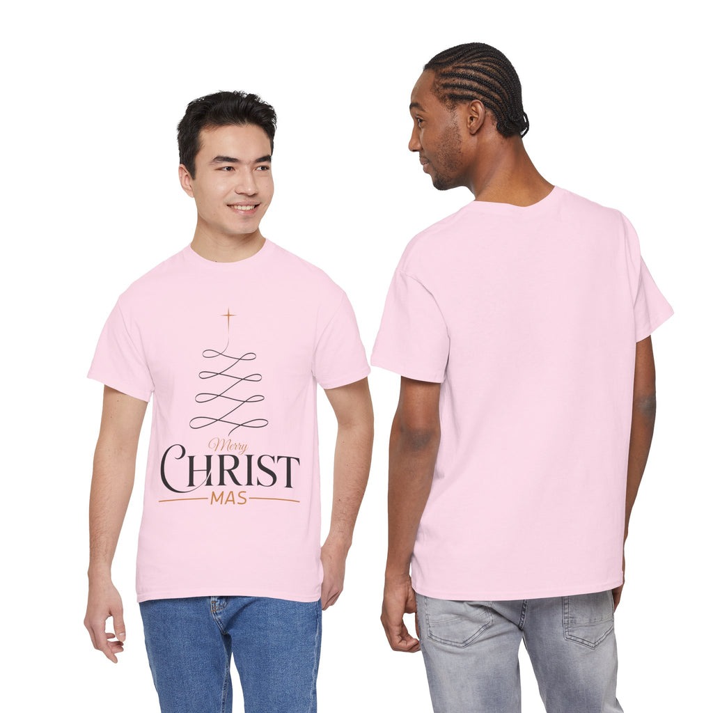 Merry Christmas Gold Cross Tree Unisex Cotton Tee