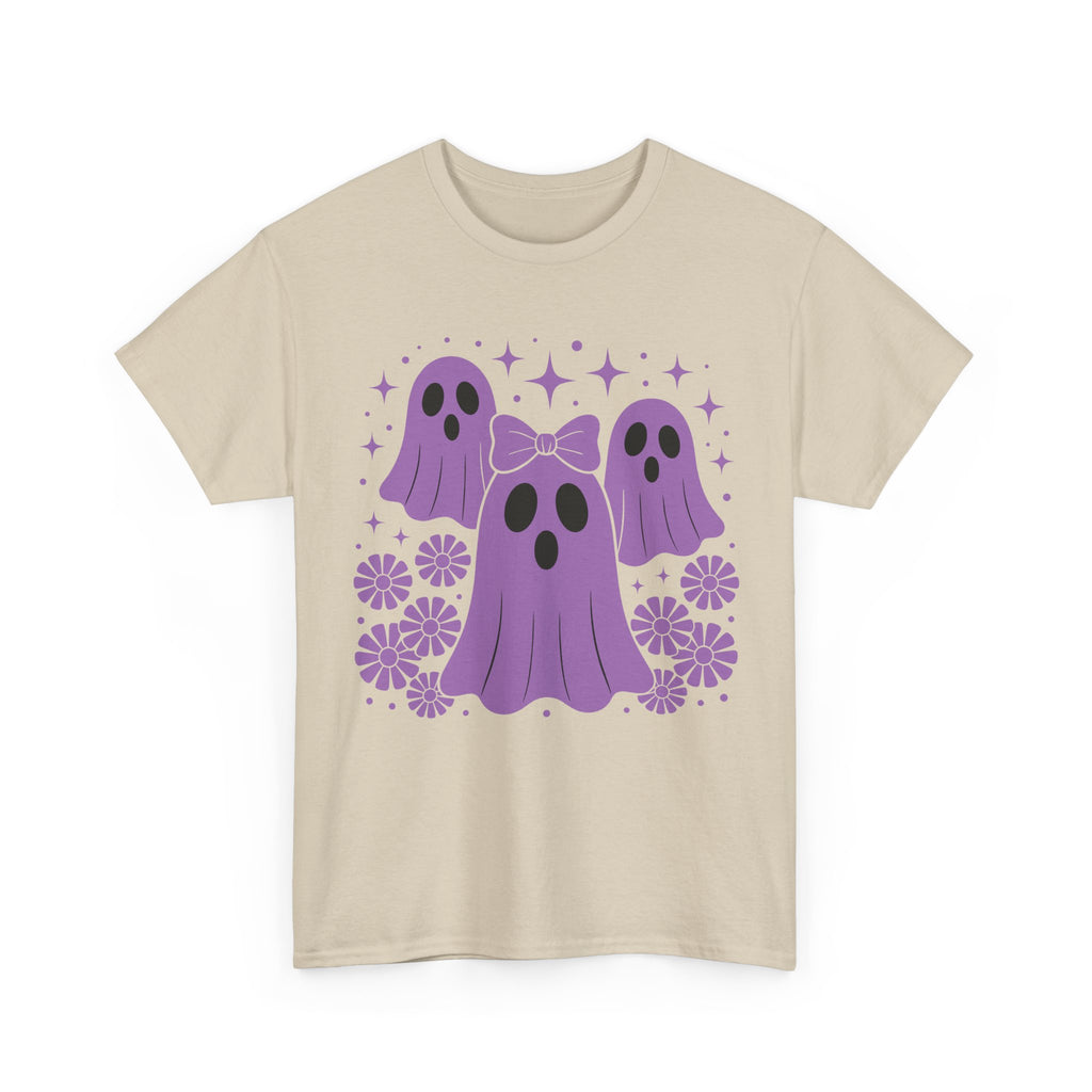 Purple Ghost Halloween Unisex Cotton Tee