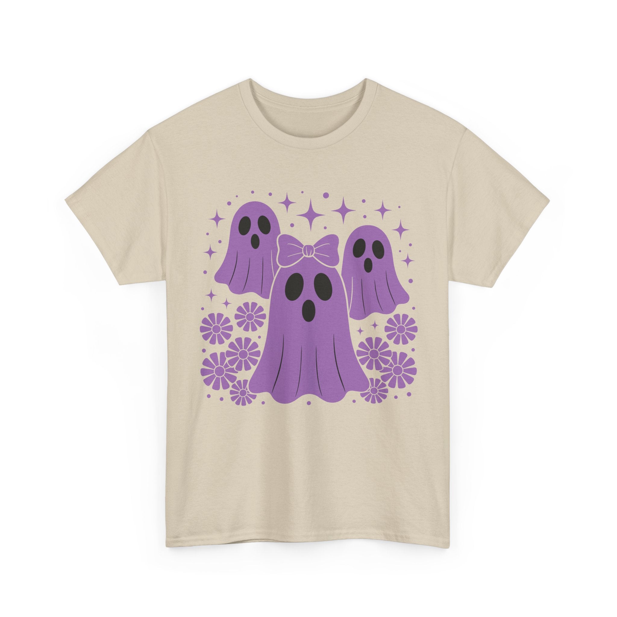 Purple Ghost Halloween Unisex Cotton Tee
