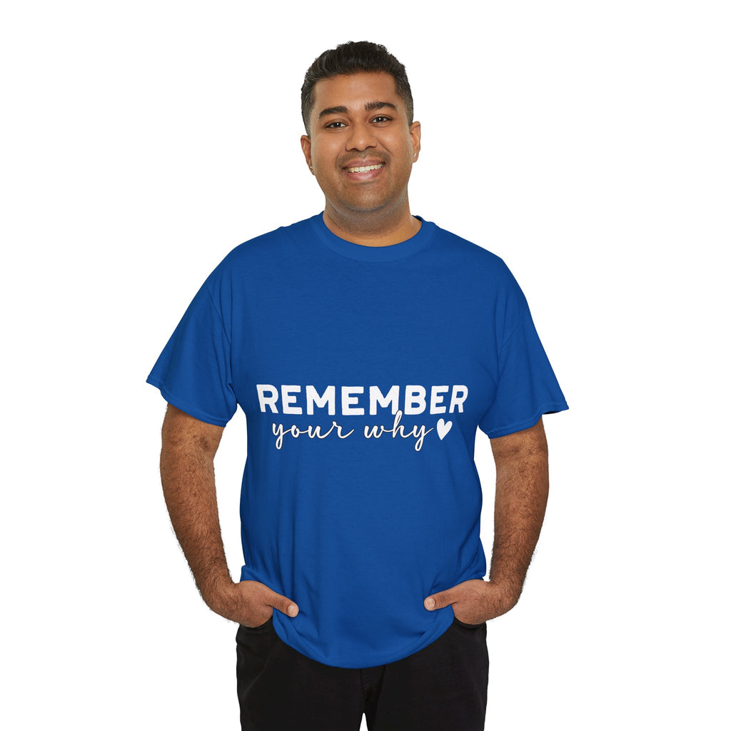 Remember Your Why Tee — Minimalist Heart Motivational Unisex Cotton Tshirt