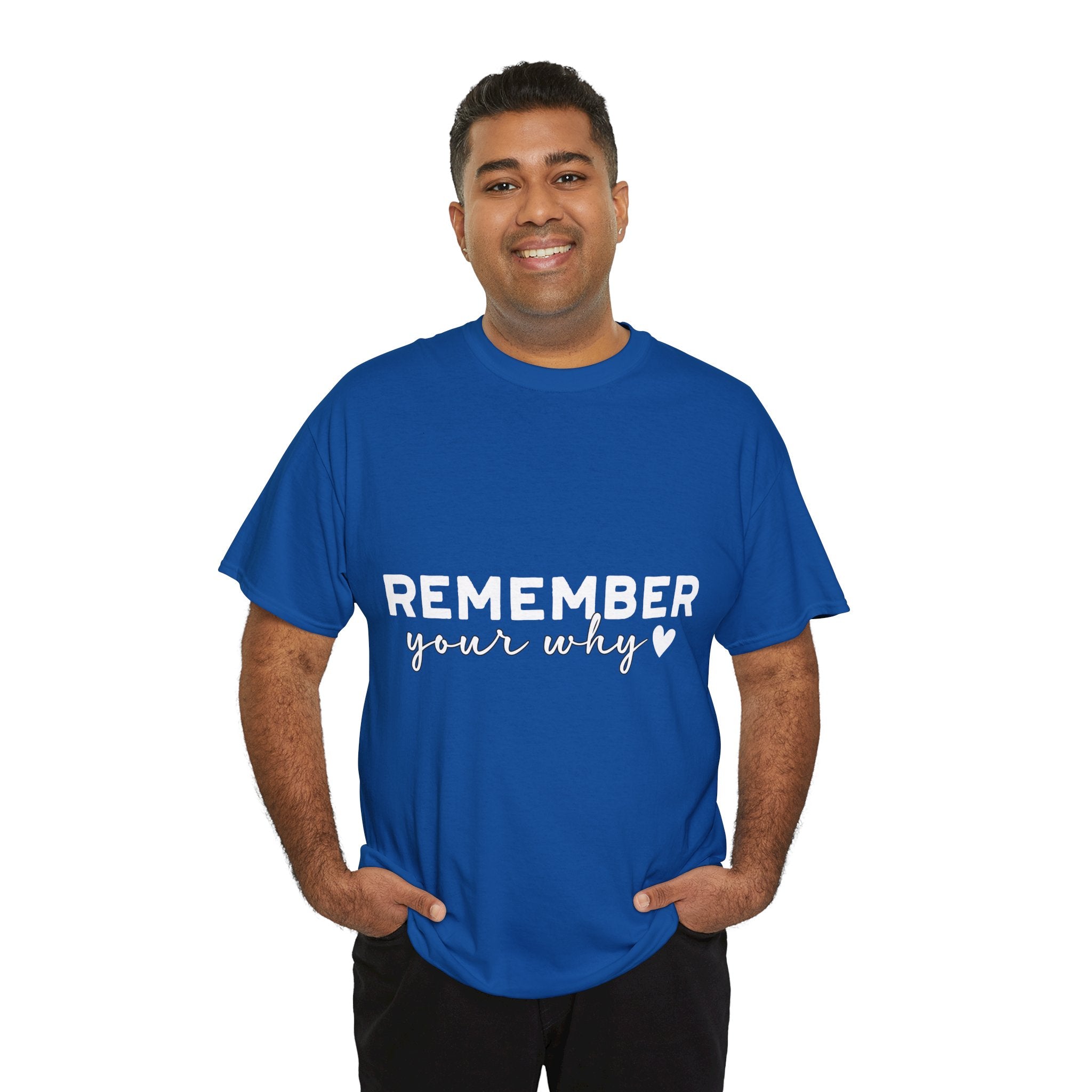 Remember Your Why Tee — Minimalist Heart Motivational Unisex Cotton Tshirt