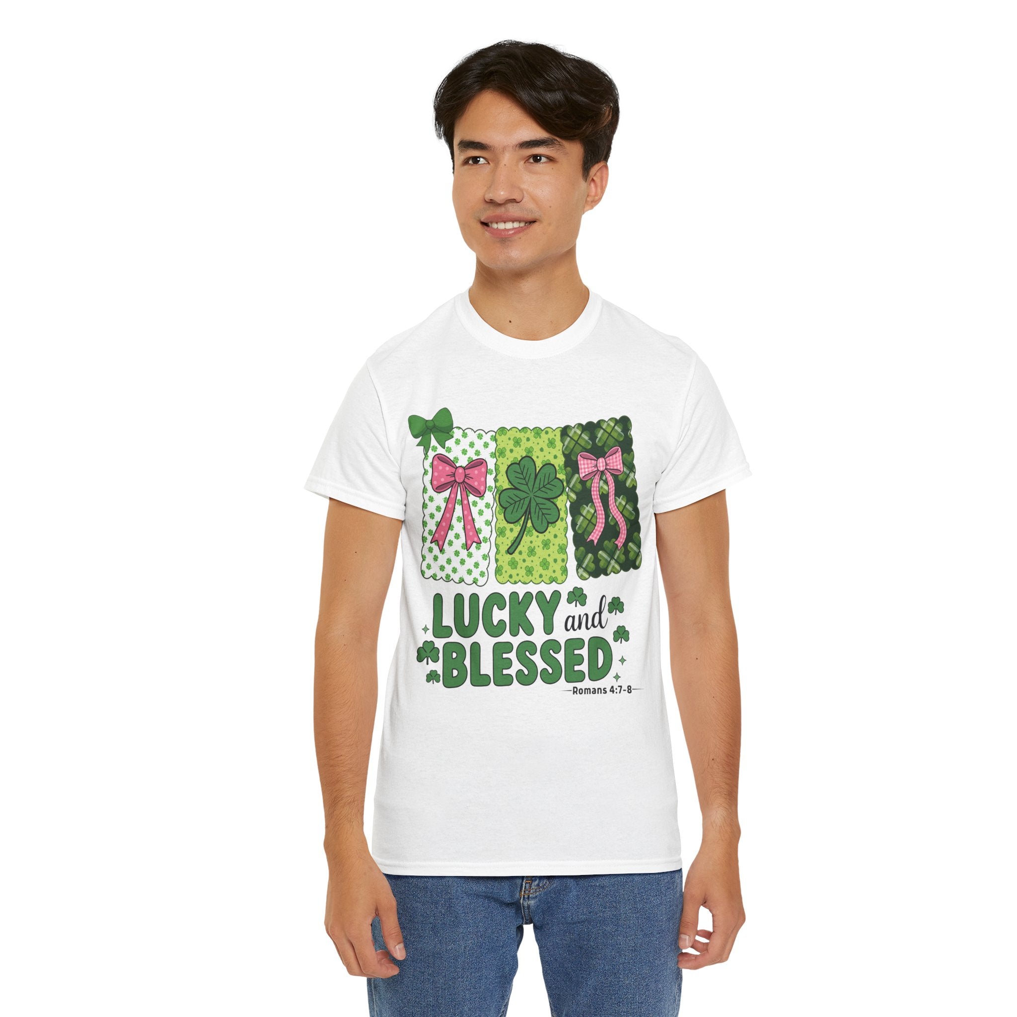 Lucky and Blessed Clover Unisex Cotton Tee