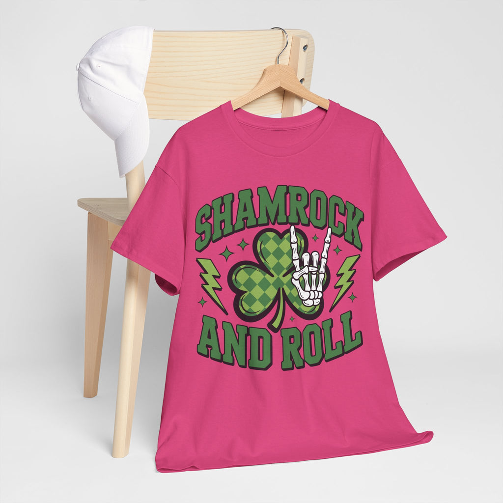 Shamrock and Roll Tee — Skeleton Hand & Lightning St. Patrick’s Rock Unisex Cotton Shirt