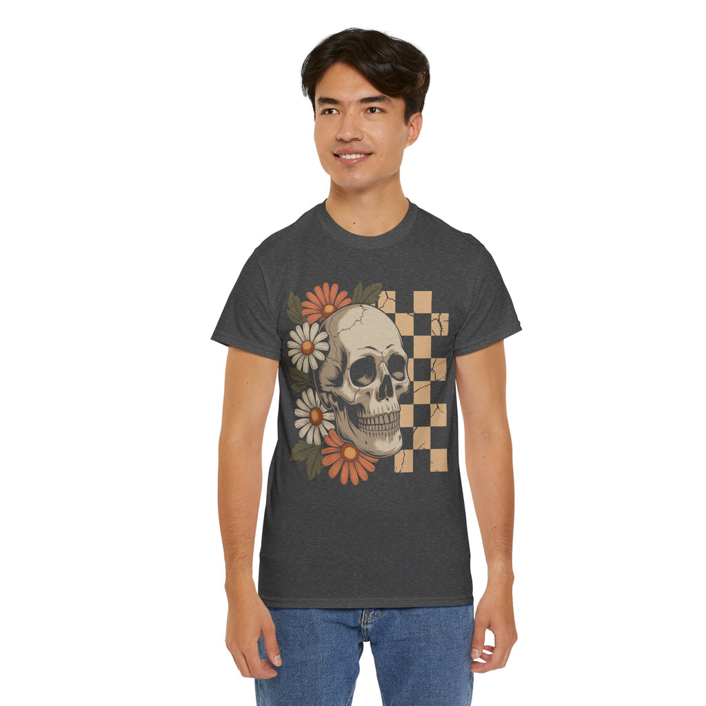 Skull Daisy Unisex Cotton Tshirt