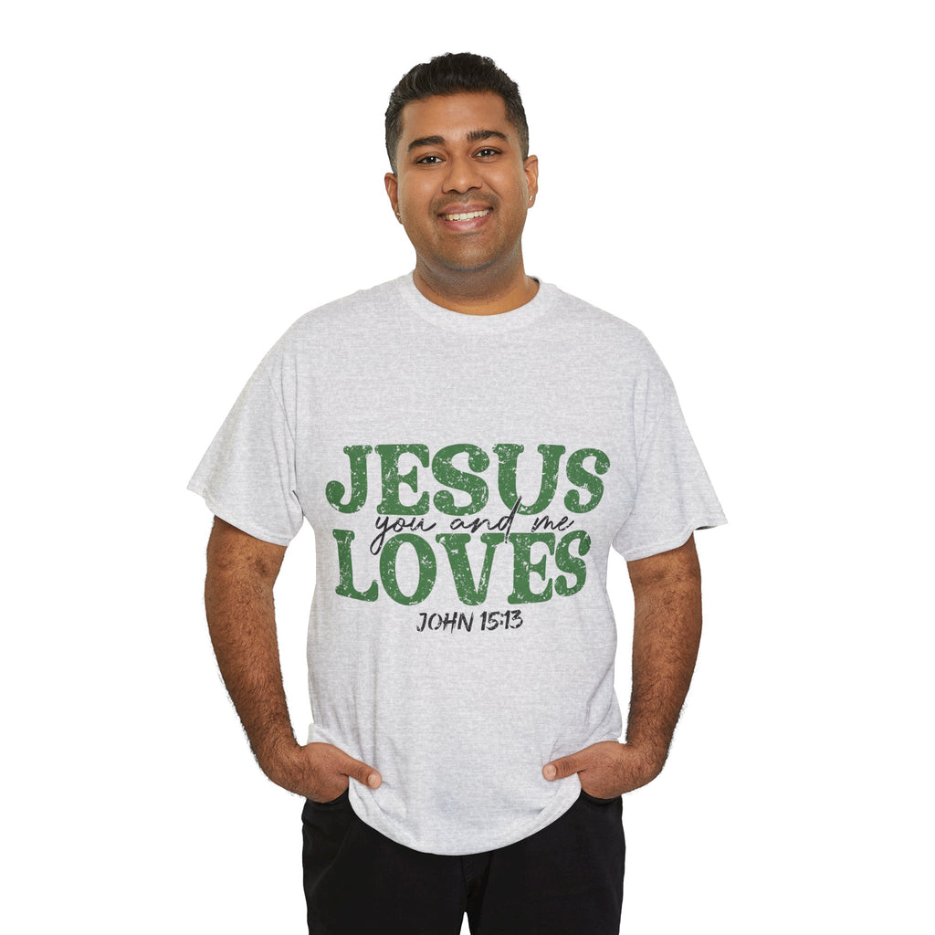 Jesus Loves Vintage Tee — Green Retro Christian Unisex Cotton T-Shirt