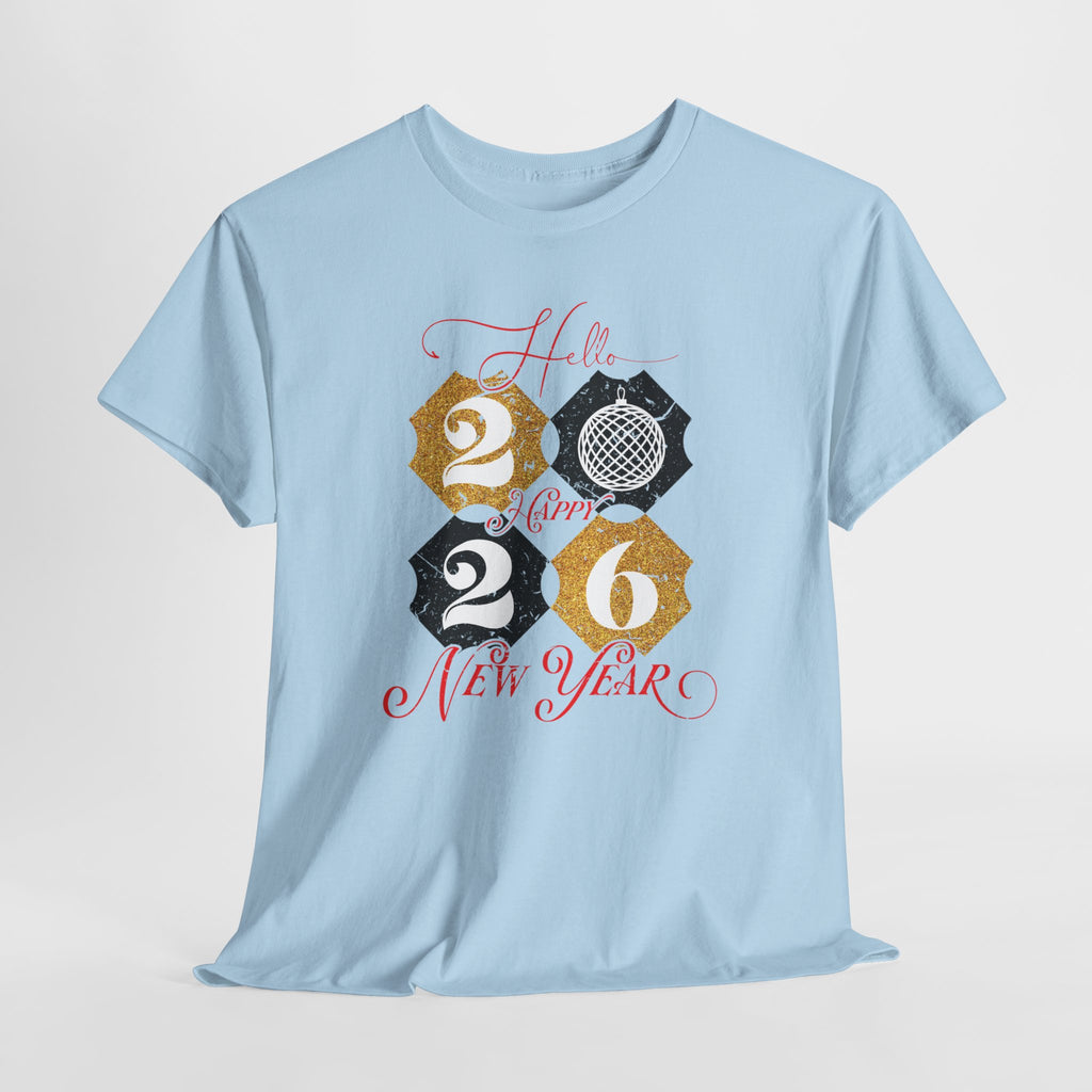 2026 Happy New Year Pink Varsity Tee — Fireworks Party Graphic.Unisex Cotton Tee