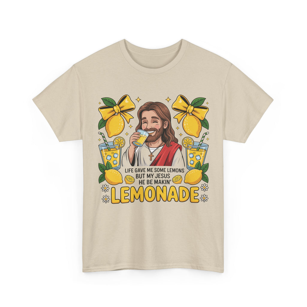 Jesus Drinking Lemonade T-Shirt — "Life Gave Me Some Lemons" Christian Unisex Cotton Tee