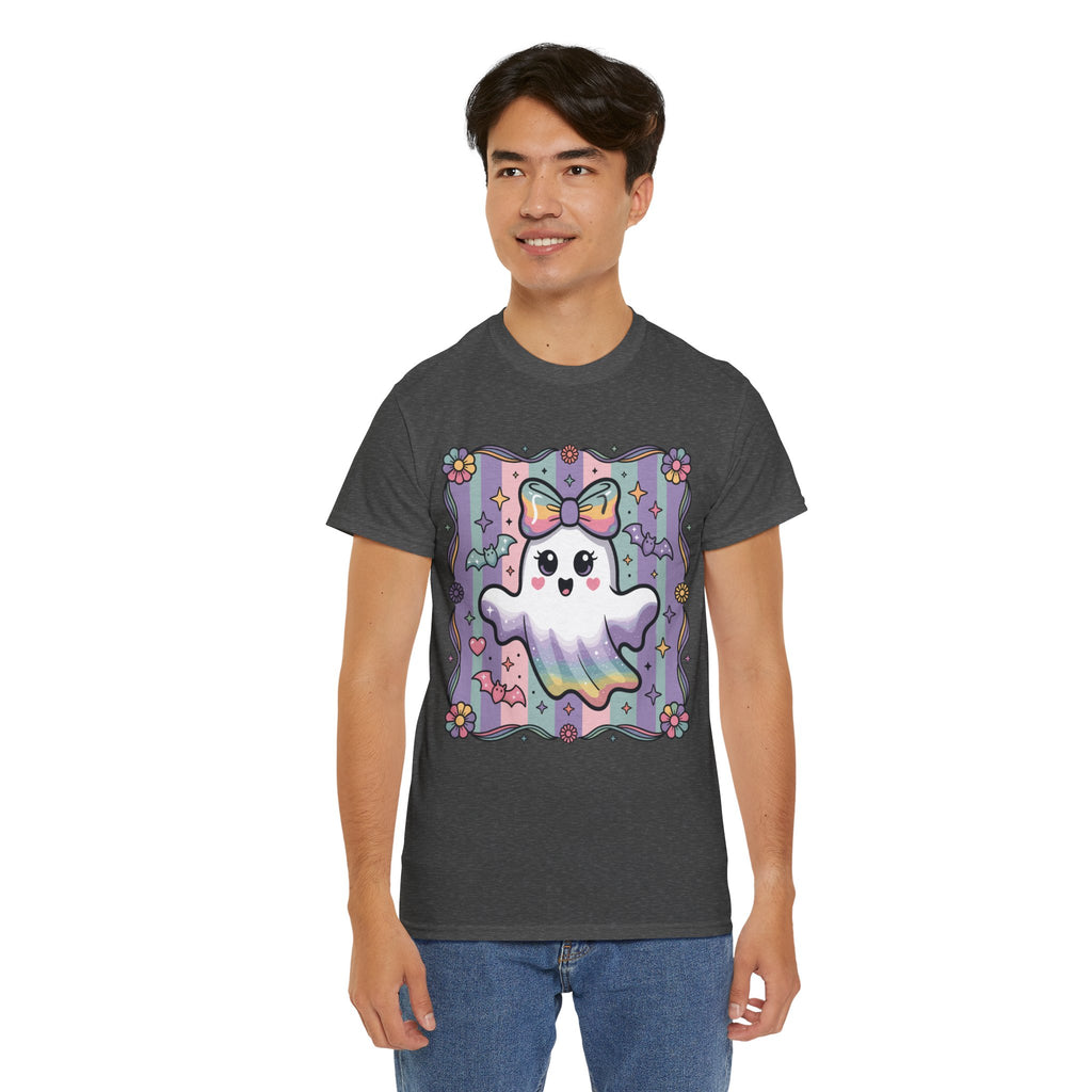 Pastel Ghost Rainbow Bow Unisex Cotton Tee