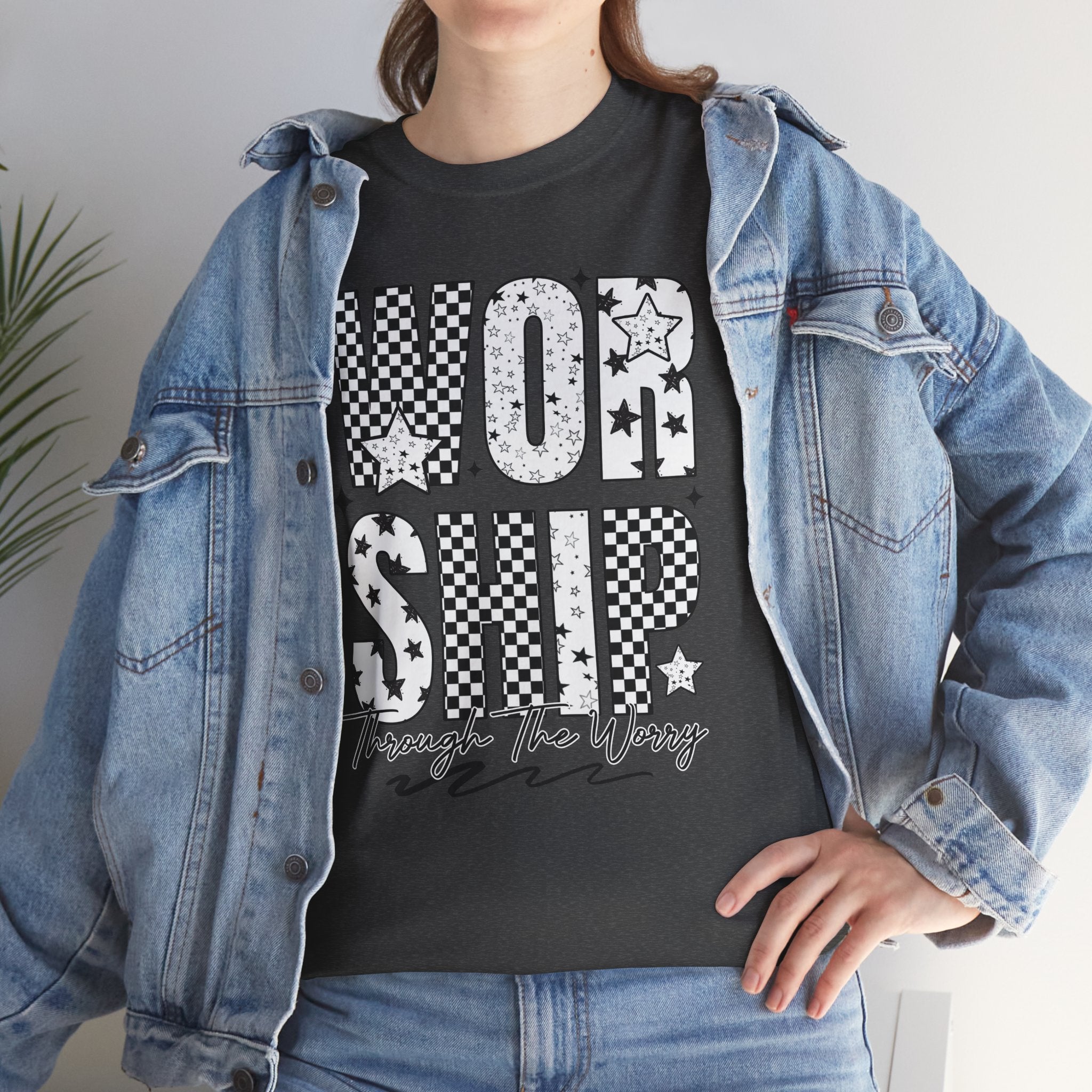 WORSHIP Through The Worry Checkerboard Unisex Cotton Tee